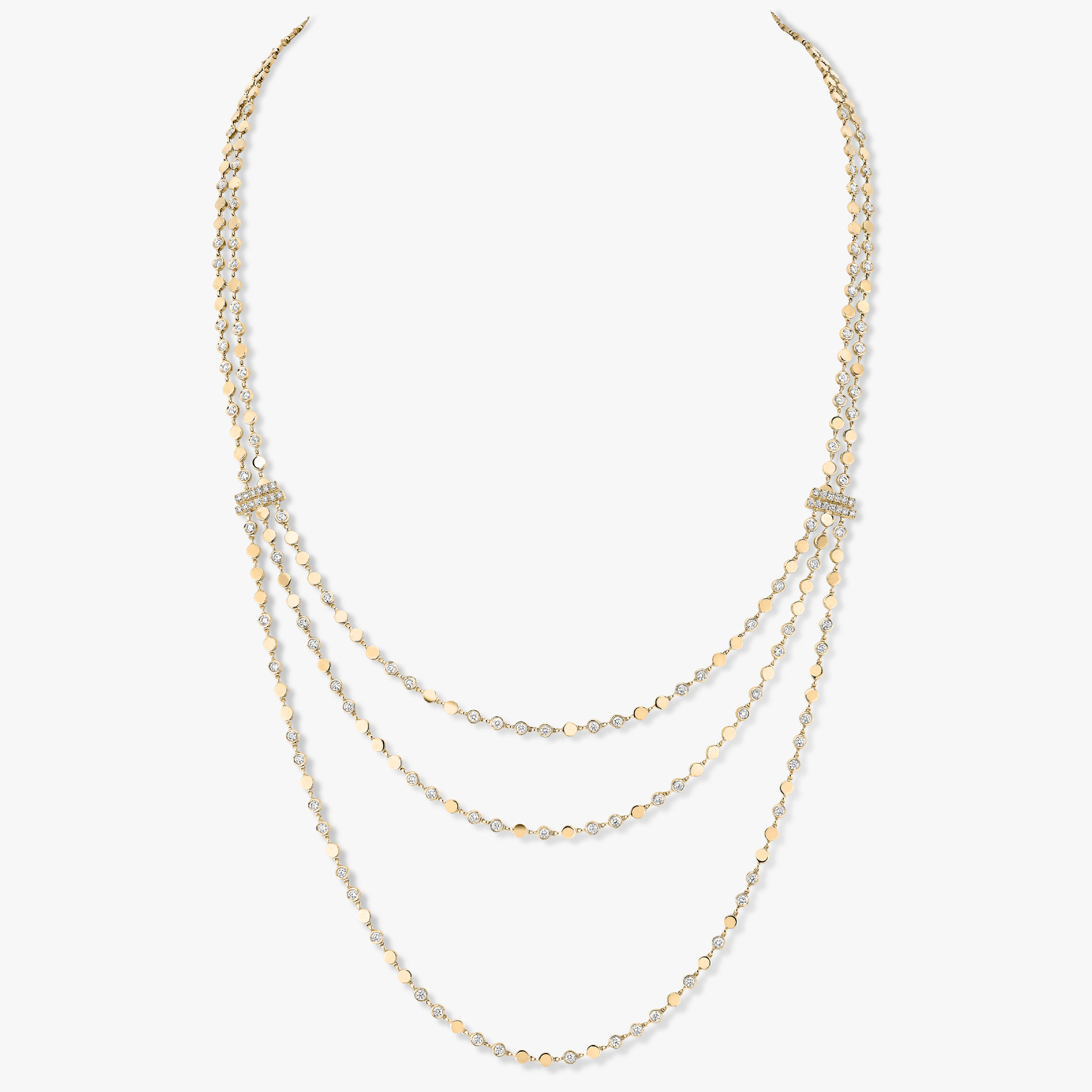 Necklace For Her Yellow Gold Diamond D-Vibes Multi-Row Long Necklace 12435-YG