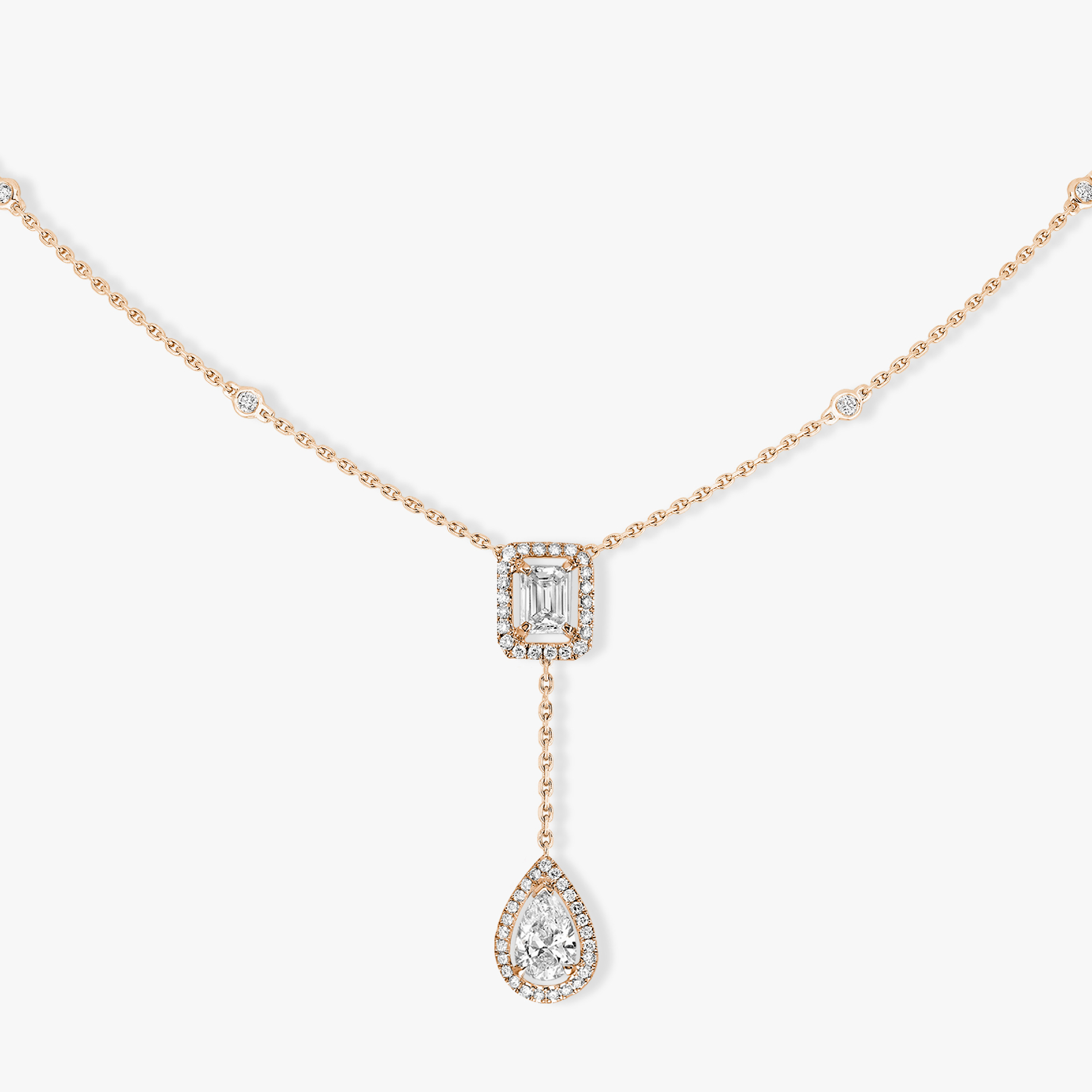 My Twin Tie 0.40ct x2 Pink Gold For Her Diamond Necklace 06779-PG