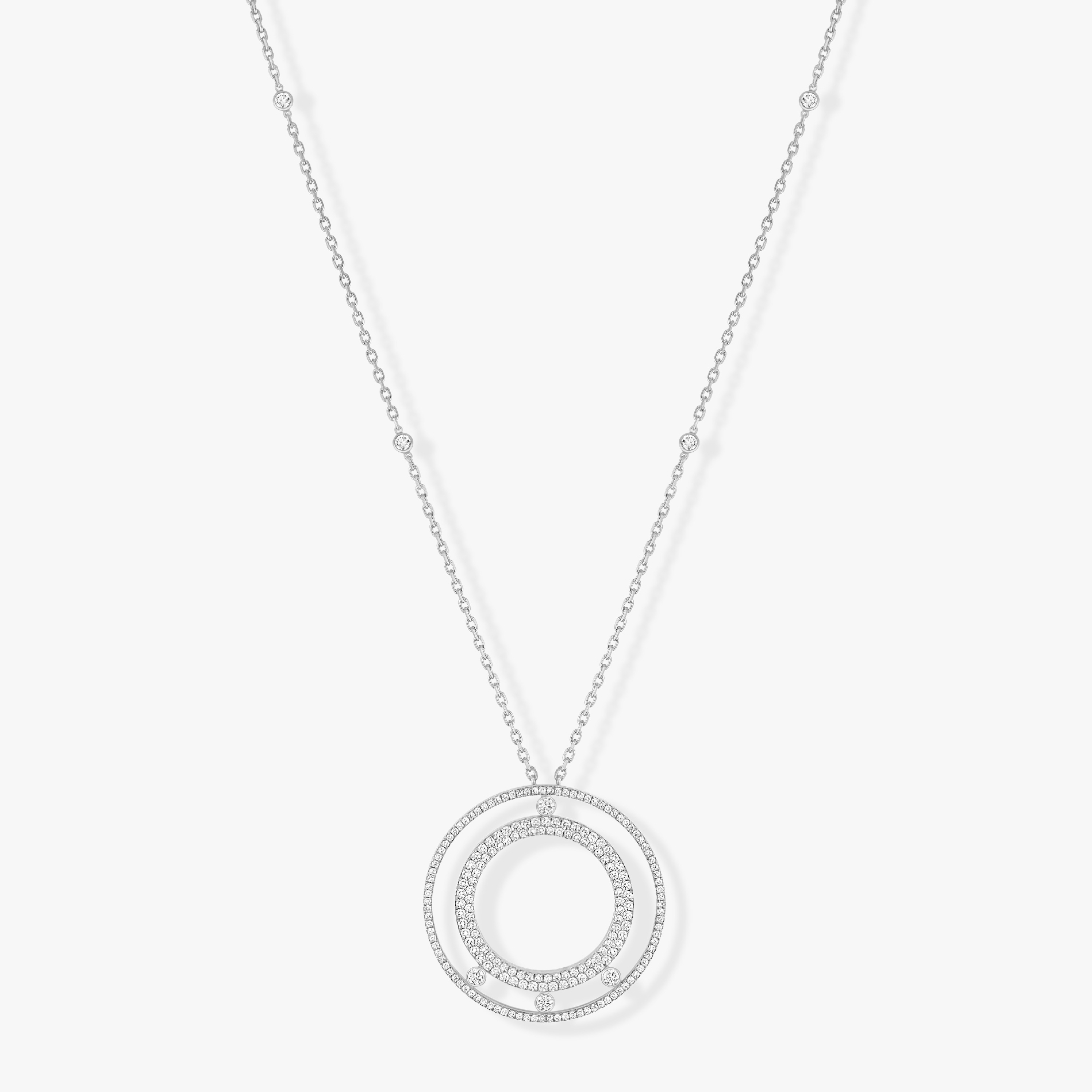 Necklace For Her White Gold Diamond Move Romane Long Diamond Pavé Necklace 11317-WG