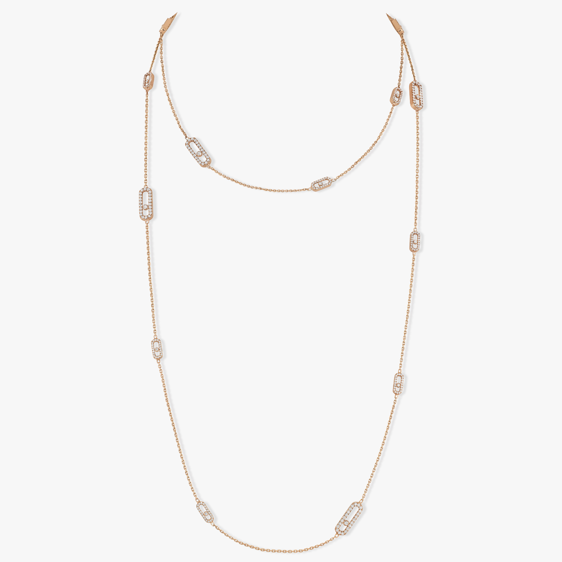 Move Uno Long Necklace Pink Gold For Her Diamond Necklace 11324-PG