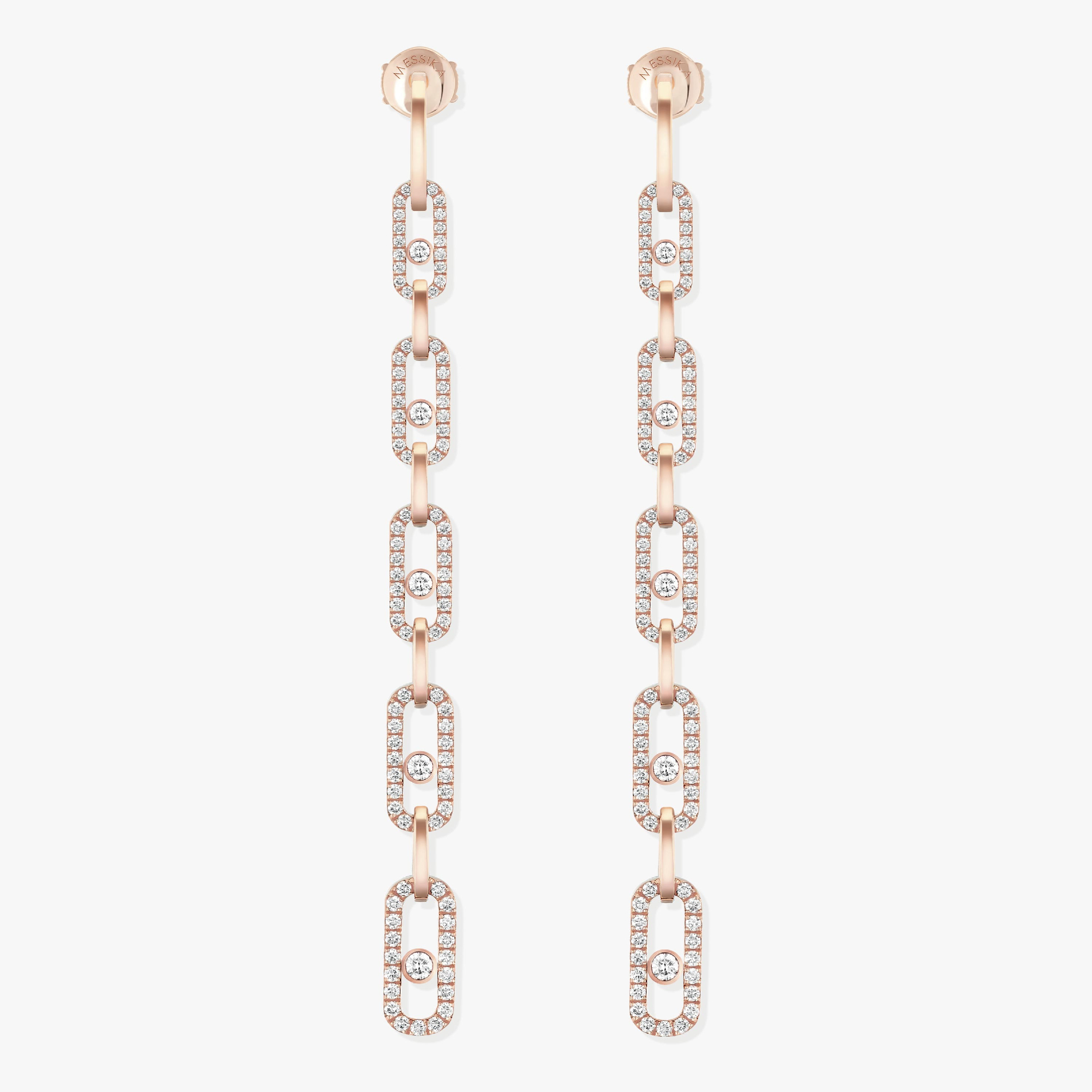 Earrings For Her Pink Gold Diamond Move Link Multi Pendant Earrings 12011-PG