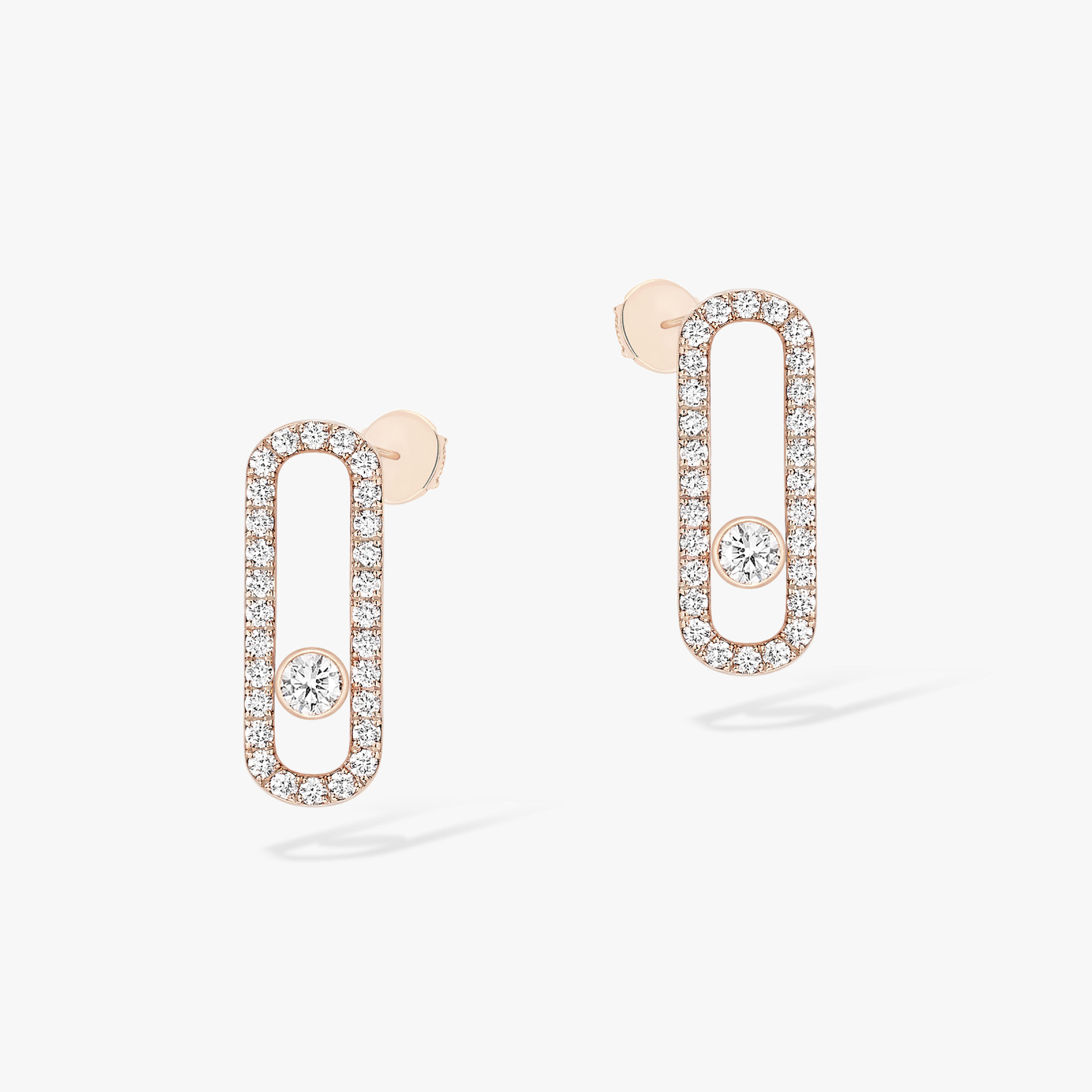 Earrings For Her Pink Gold Diamond Move Uno Diamond Pavé Earrings 12183-PG