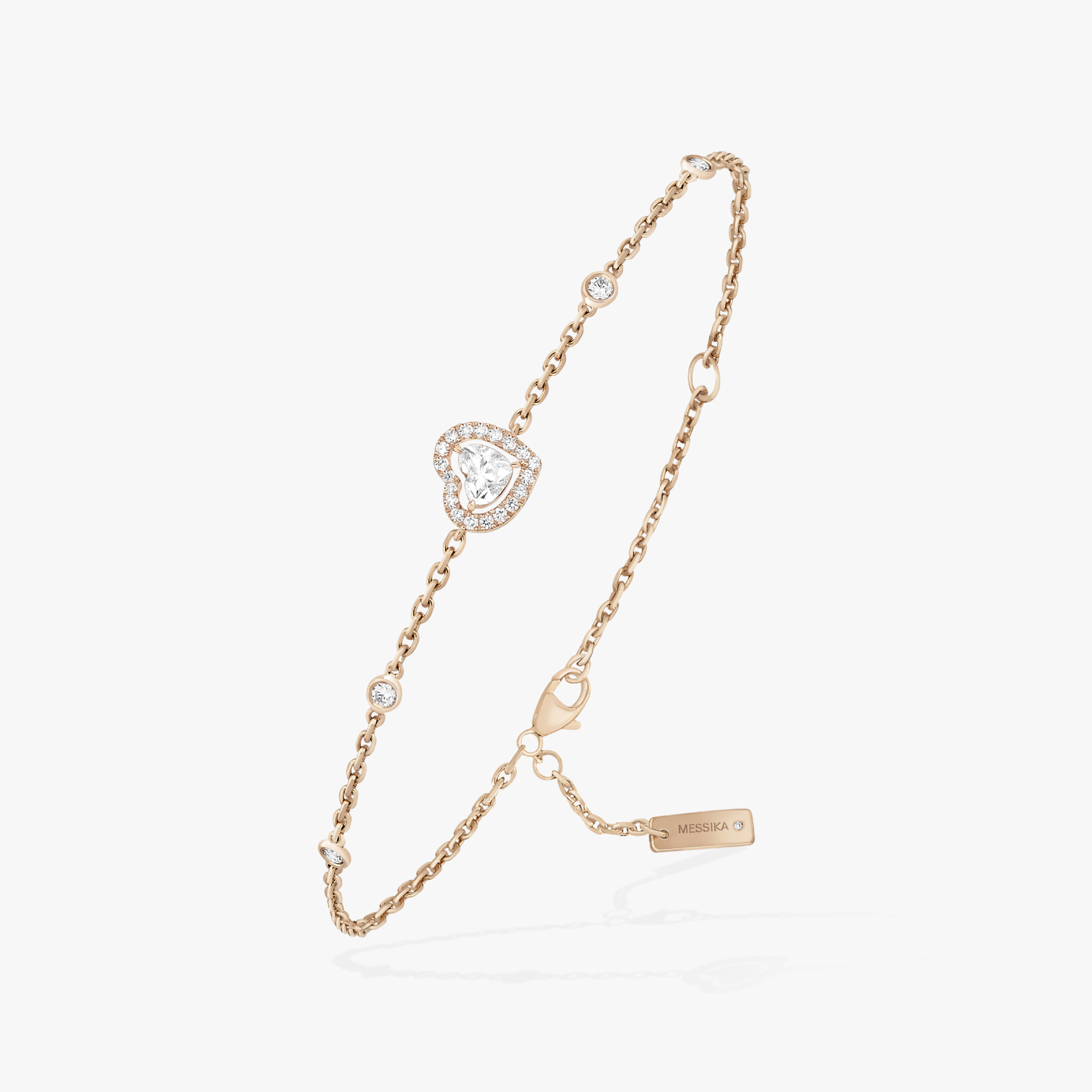 Bracelet For Her Pink Gold Diamond Joy Cœur 0.15 carat diamond 12069-PG