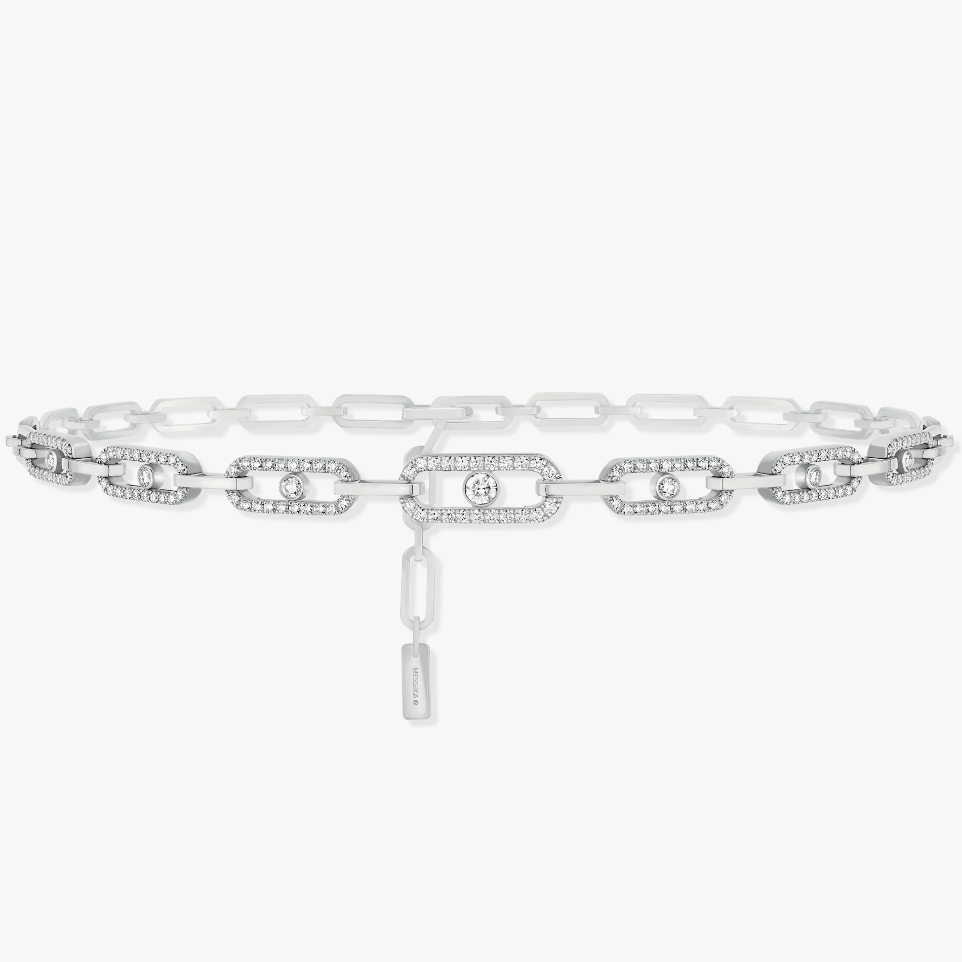 Move Link Diamond Choker Necklace in White Gold