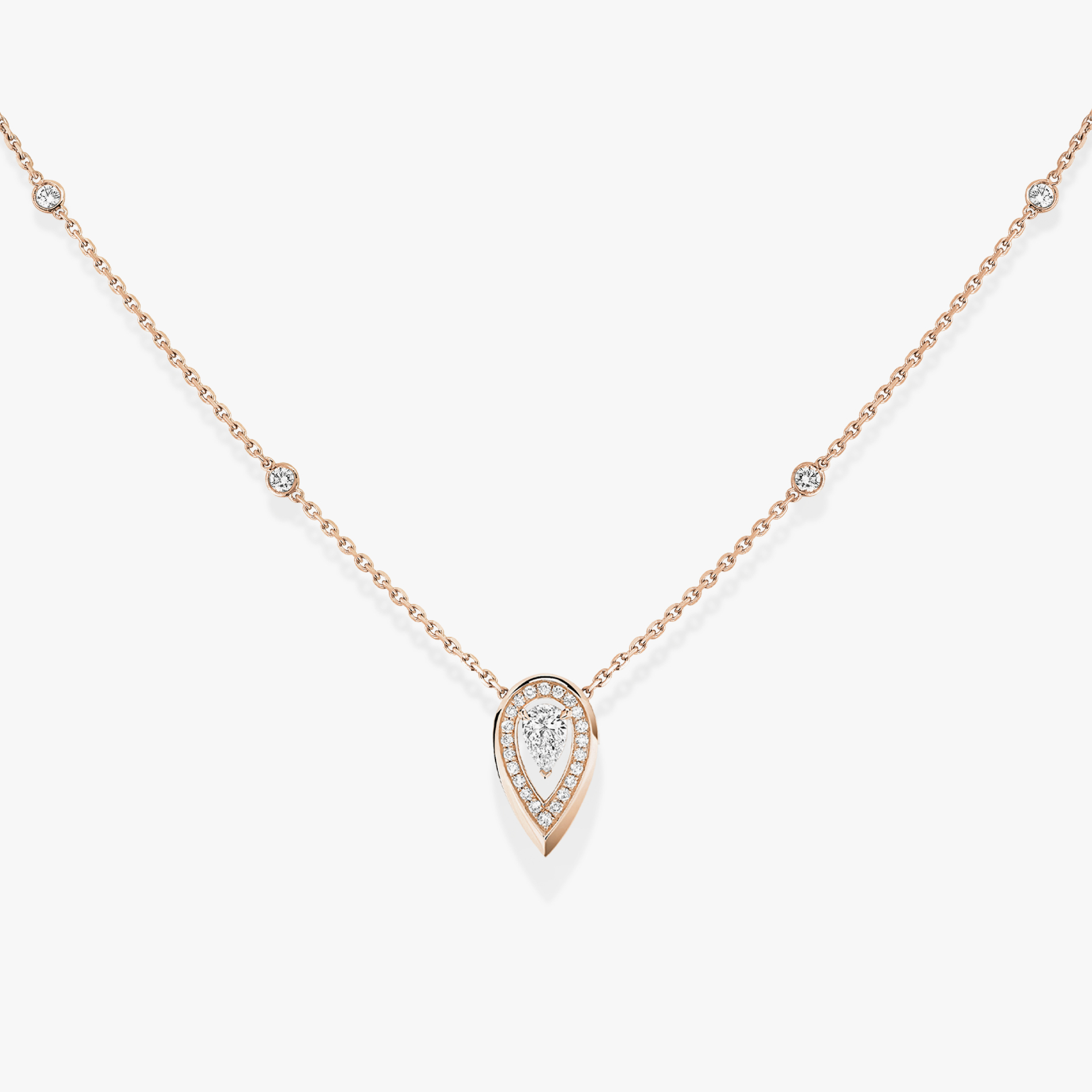 Necklace For Her Pink Gold Diamond Fiery 0.10ct 12611-PG