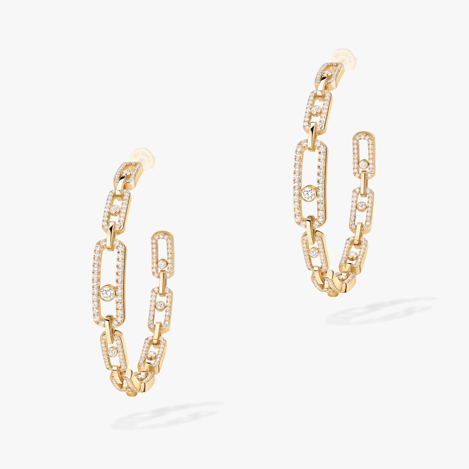 Earrings For Her Yellow Gold Diamond Move Link MM Hoop Earrings 12362-YG