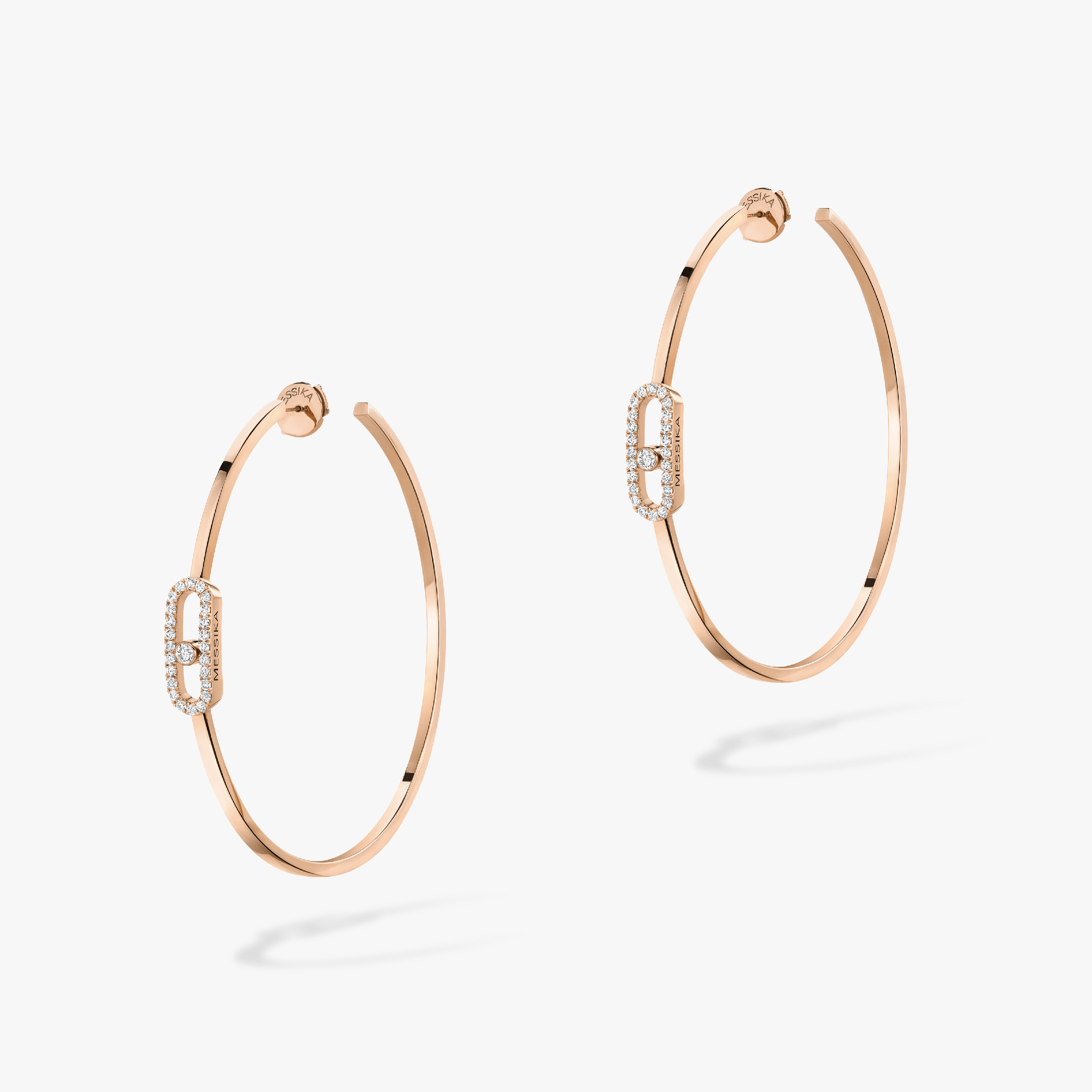 Move Uno Large Hoop Earrings Pink Gold For Her Diamond Earrings 12468-PG