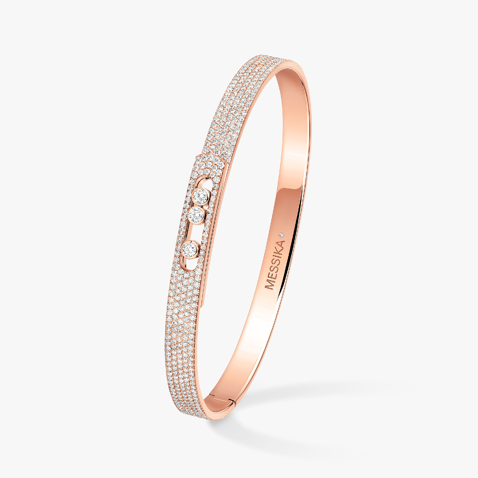 Bracelet For Her Pink Gold Diamond Move Noa SM Full Pavé Bangle 12721-PG