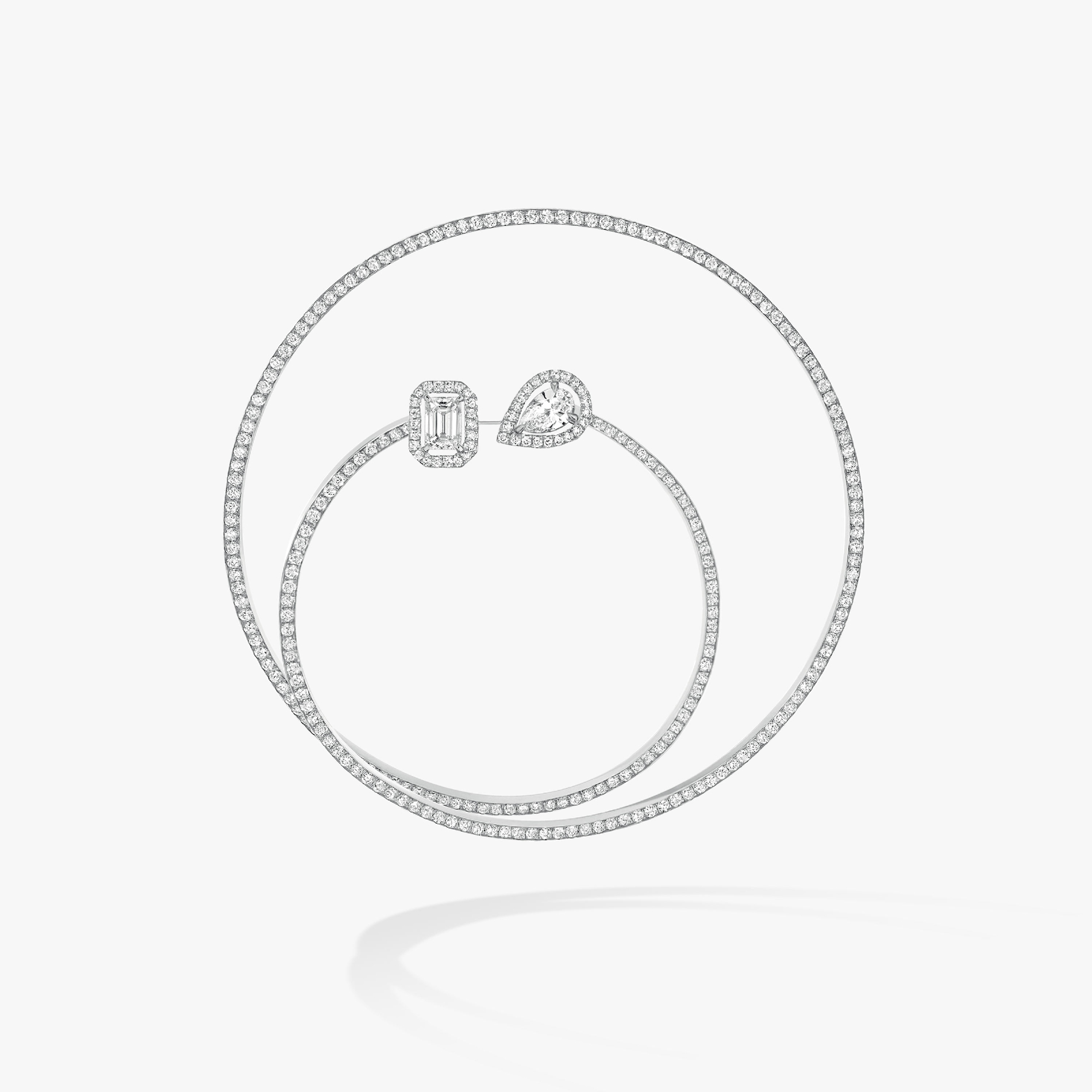 Boucles d'oreilles Femme Or Blanc Diamant Mono Créole My Twin Pavée 2x0,10ct 07444-WG