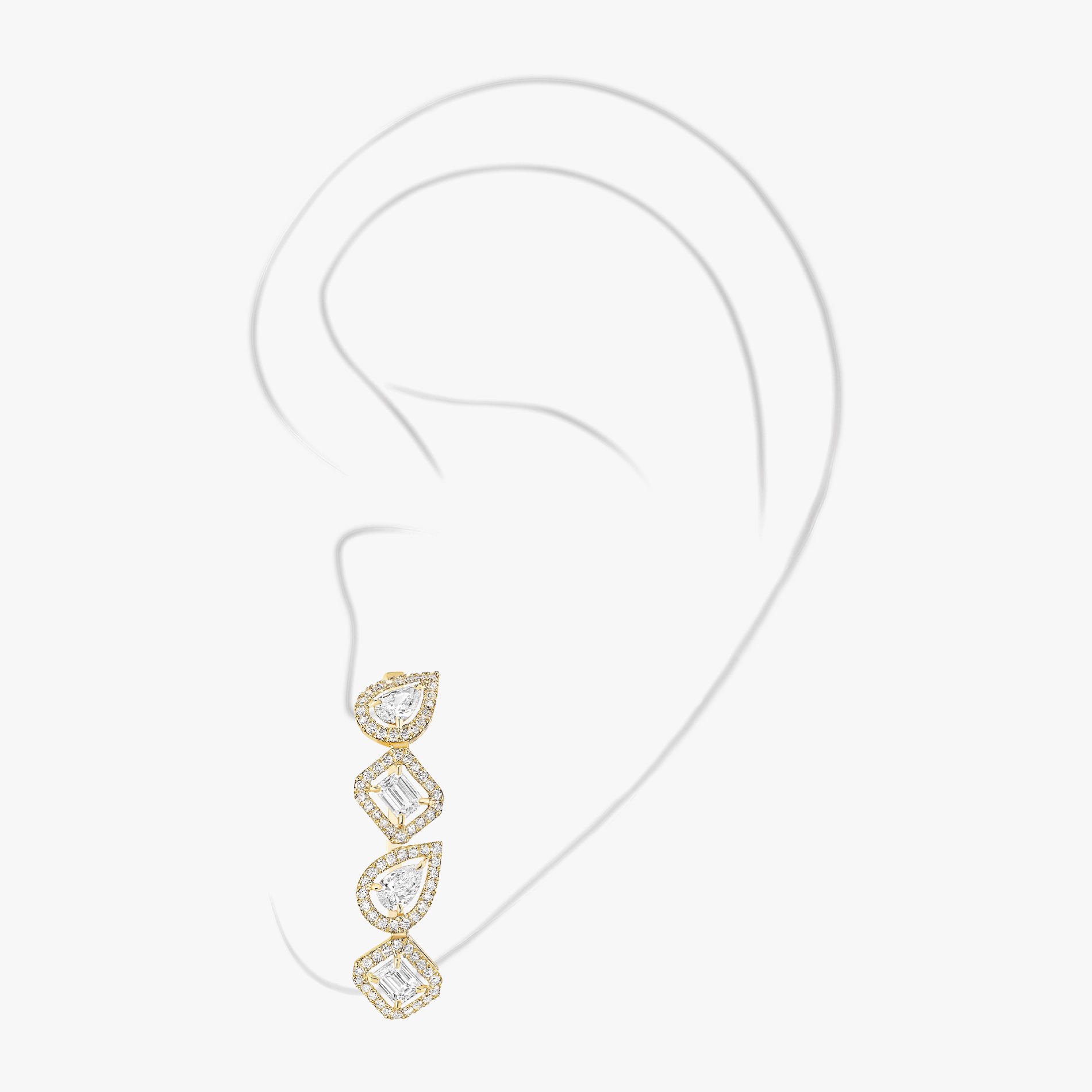 My Twin Mono Clip Earlobe 4x0.10ct Yellow Gold For Her Diamond Earrings 10122-YG