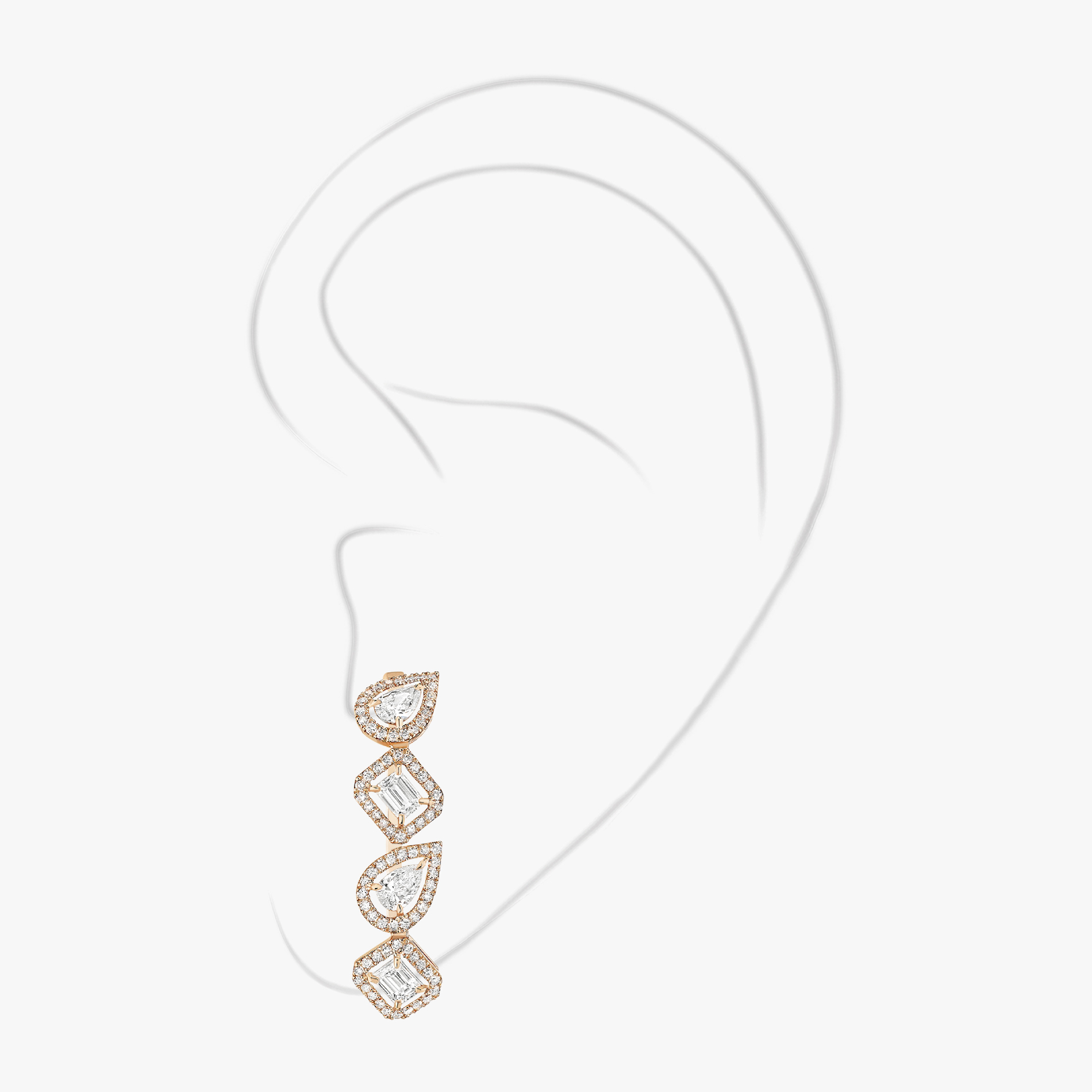 My Twin Mono Clip Earlobe 4x0.10ct Pink Gold For Her Diamond Earrings 10122-PG