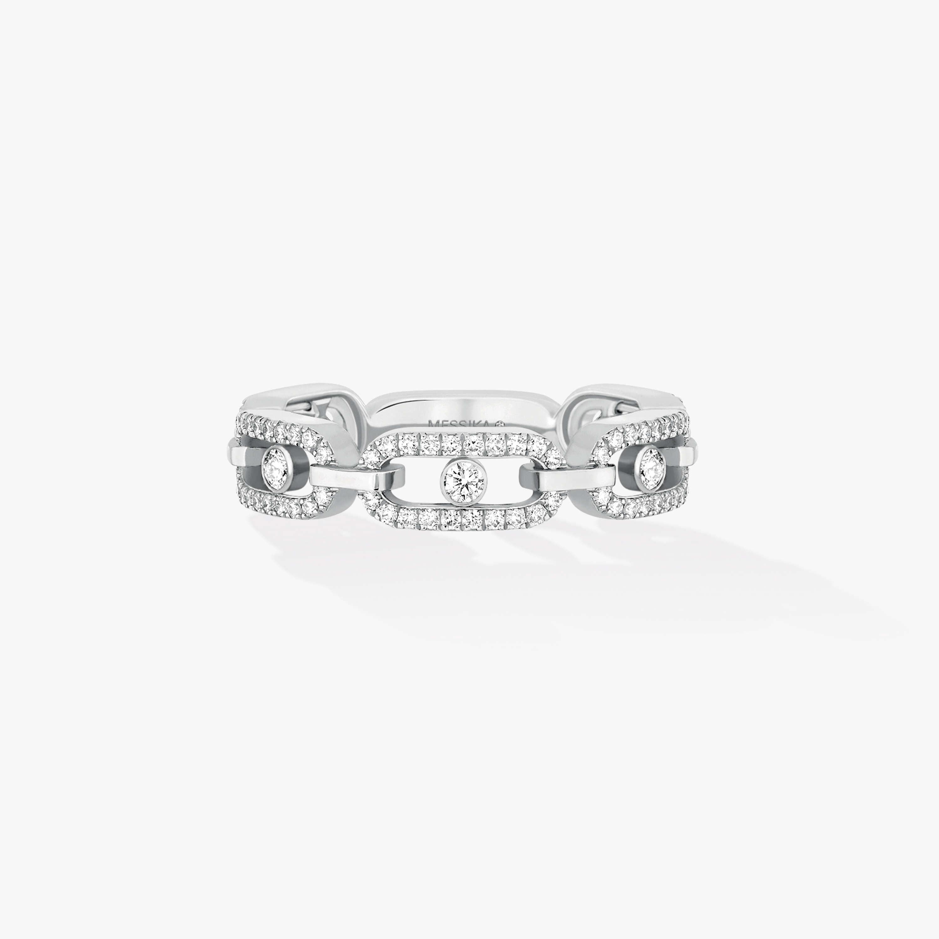 Bague Femme Or Blanc Diamant Move Link Multi Pavée 12012-WG