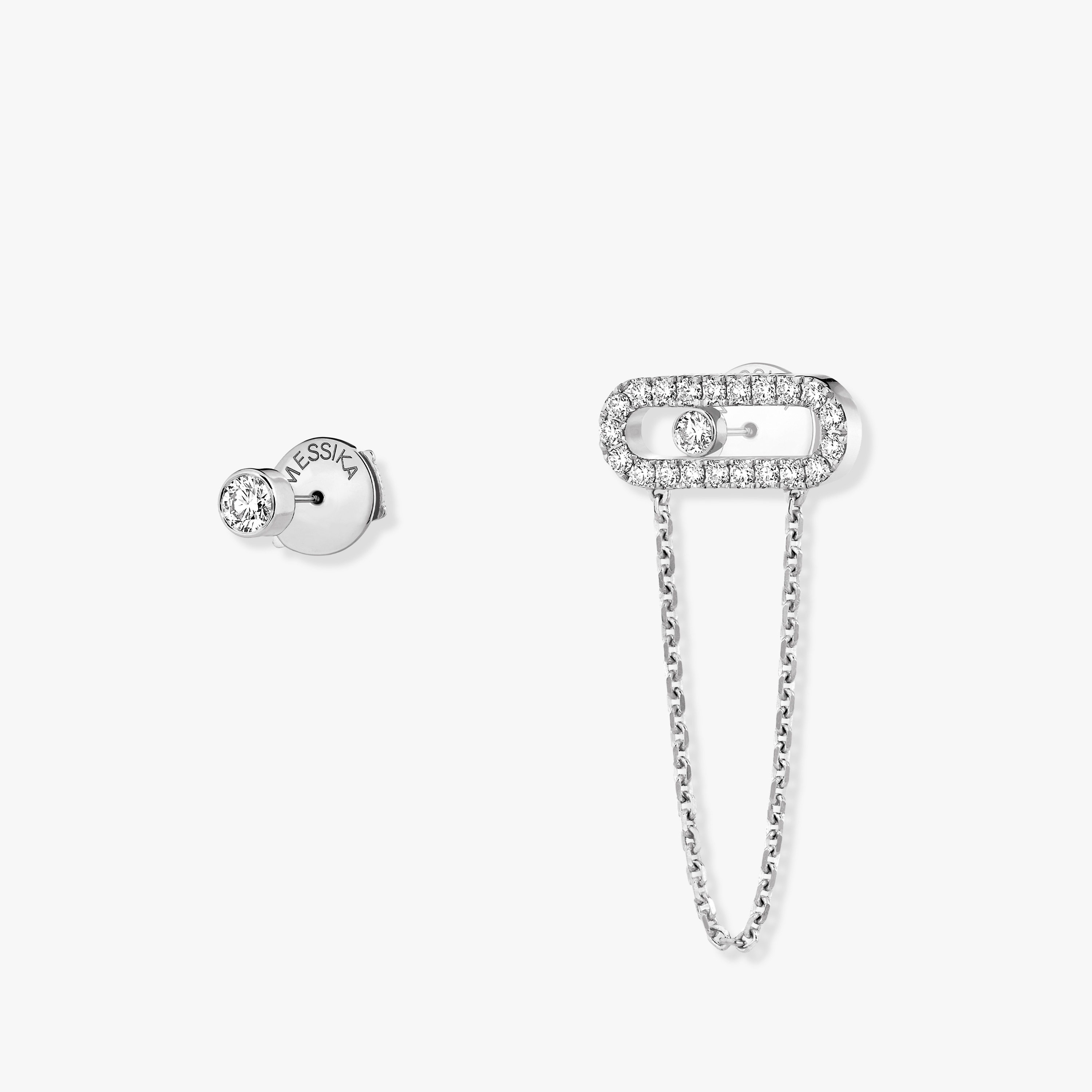 Boucles d'oreilles Femme Or Blanc Diamant Move Uno Chaine et Puce 12146-WG