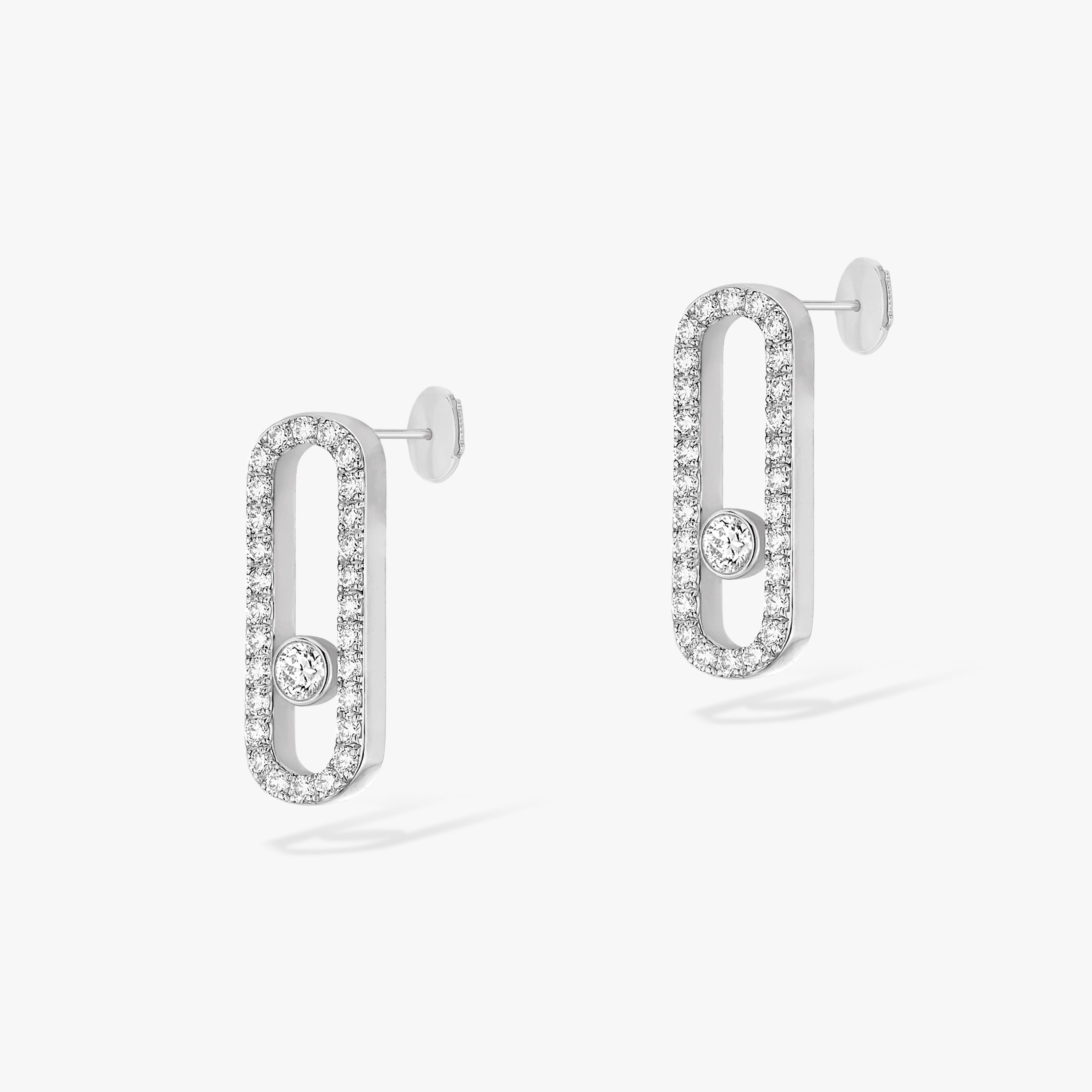 Boucles d'oreilles Femme Or Blanc Diamant Move Uno Pavées 12183-WG