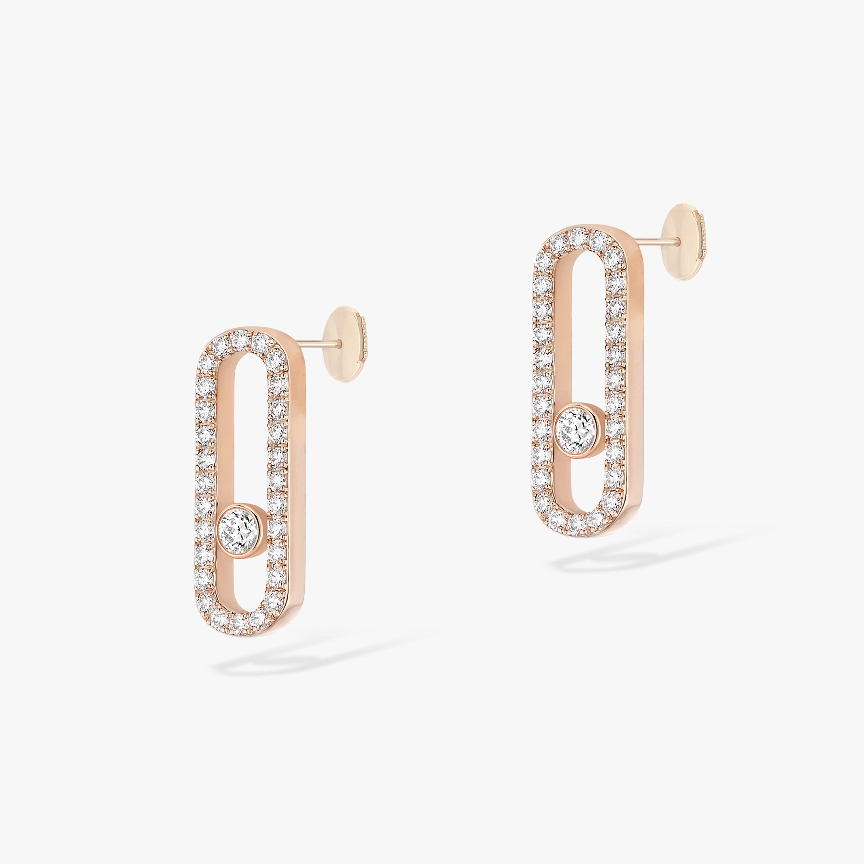 Earrings For Her Pink Gold Diamond Move Uno Diamond Pavé Earrings 12183-PG