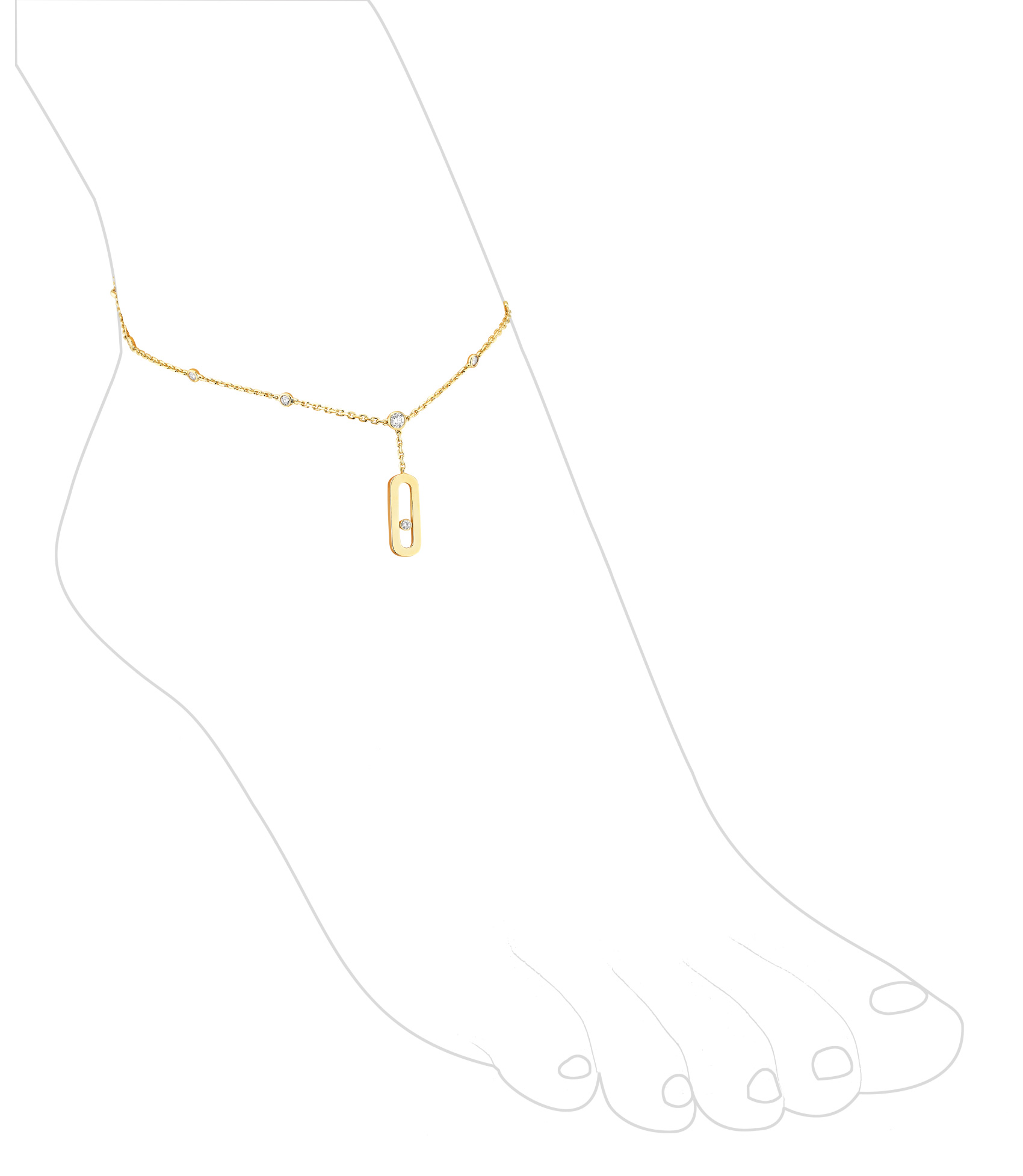 Move Uno Ankle Bracelet Yellow Gold For Her Diamond Bracelet 10100-YG