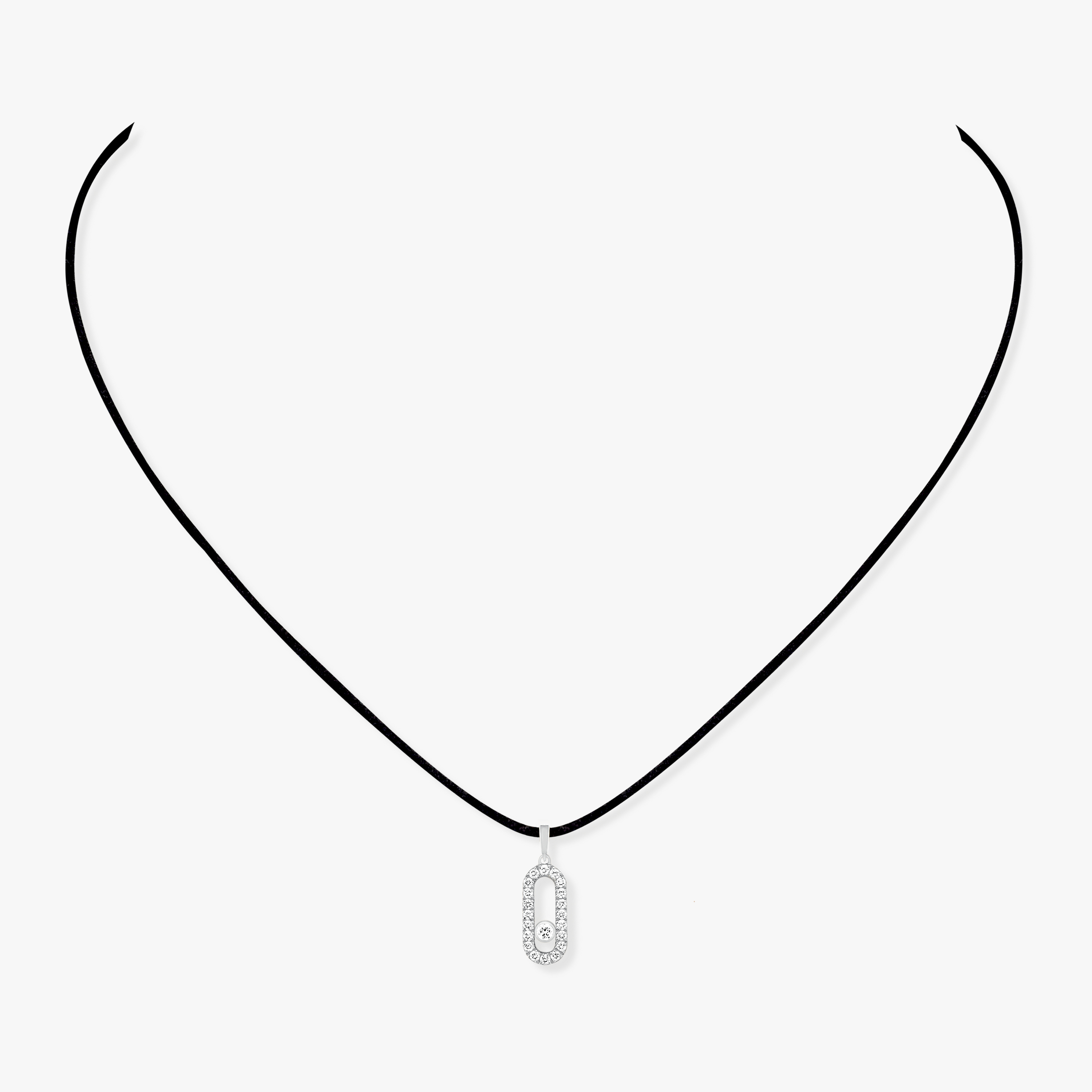 Collar Mujer Oro blanco Diamante Collar Messika CARE(S) con Pavé 12073-WG