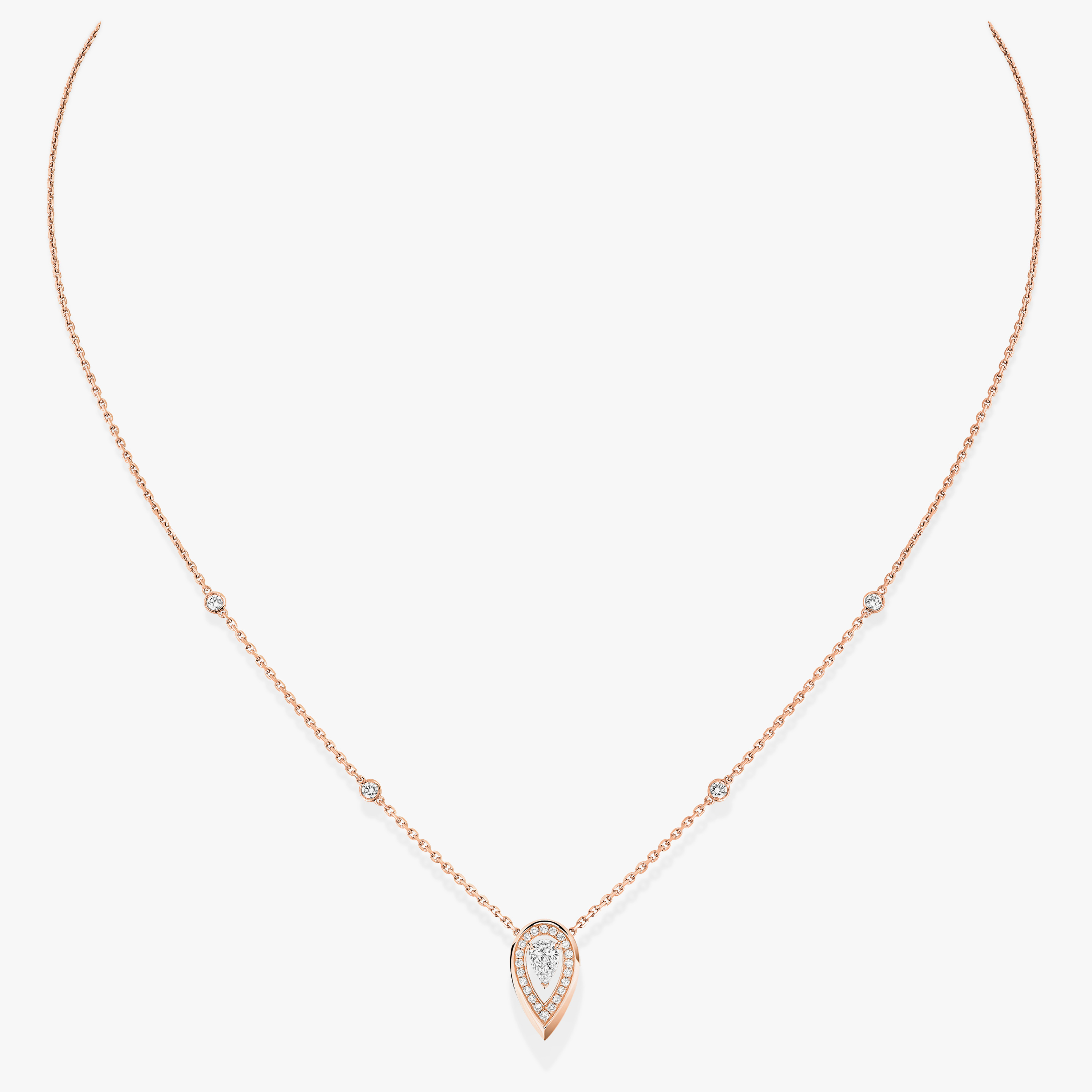 Necklace For Her Pink Gold Diamond Fiery 0.10ct 12611-PG