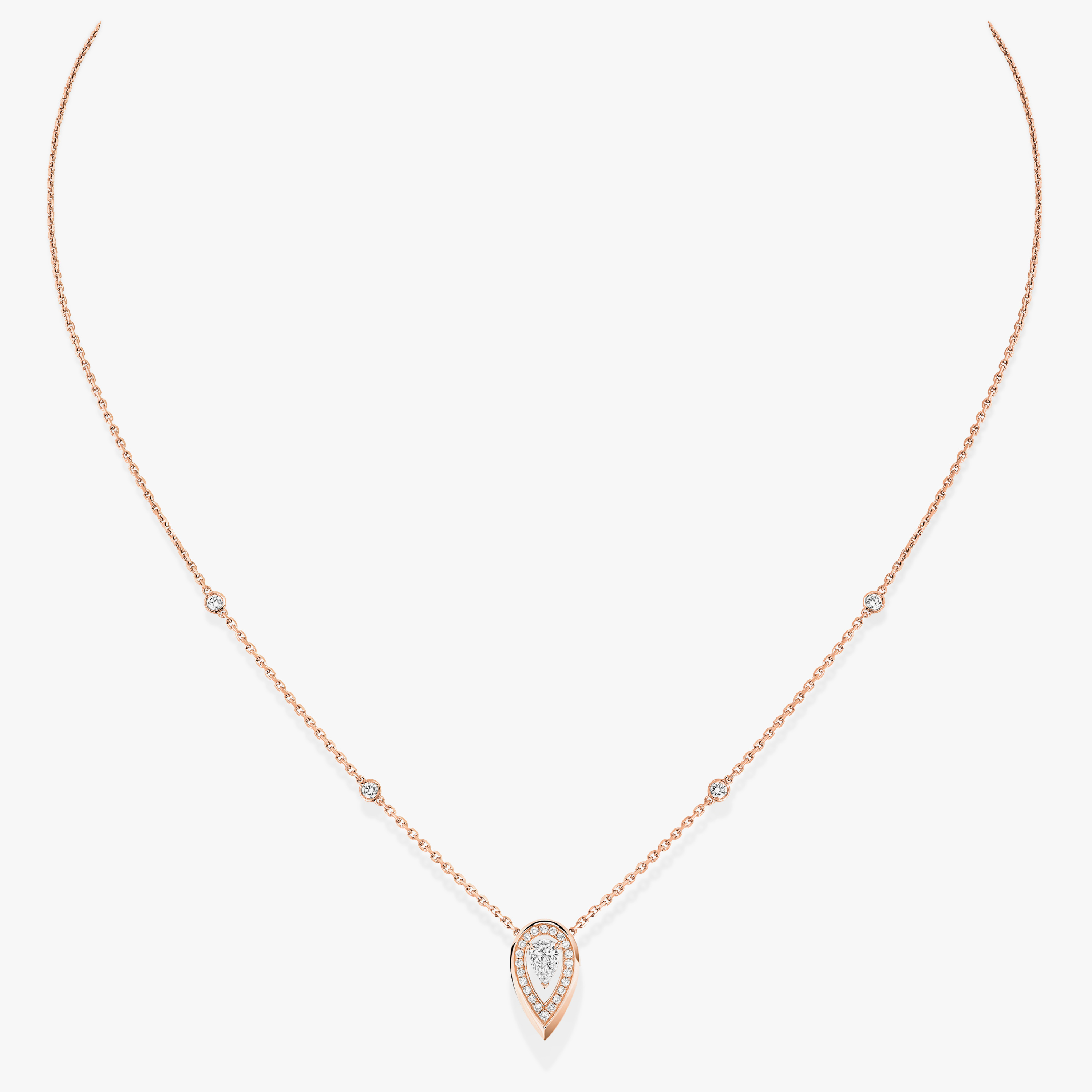 Fiery 0.10ct Pink Gold For Her Diamond Necklace 12611-PG