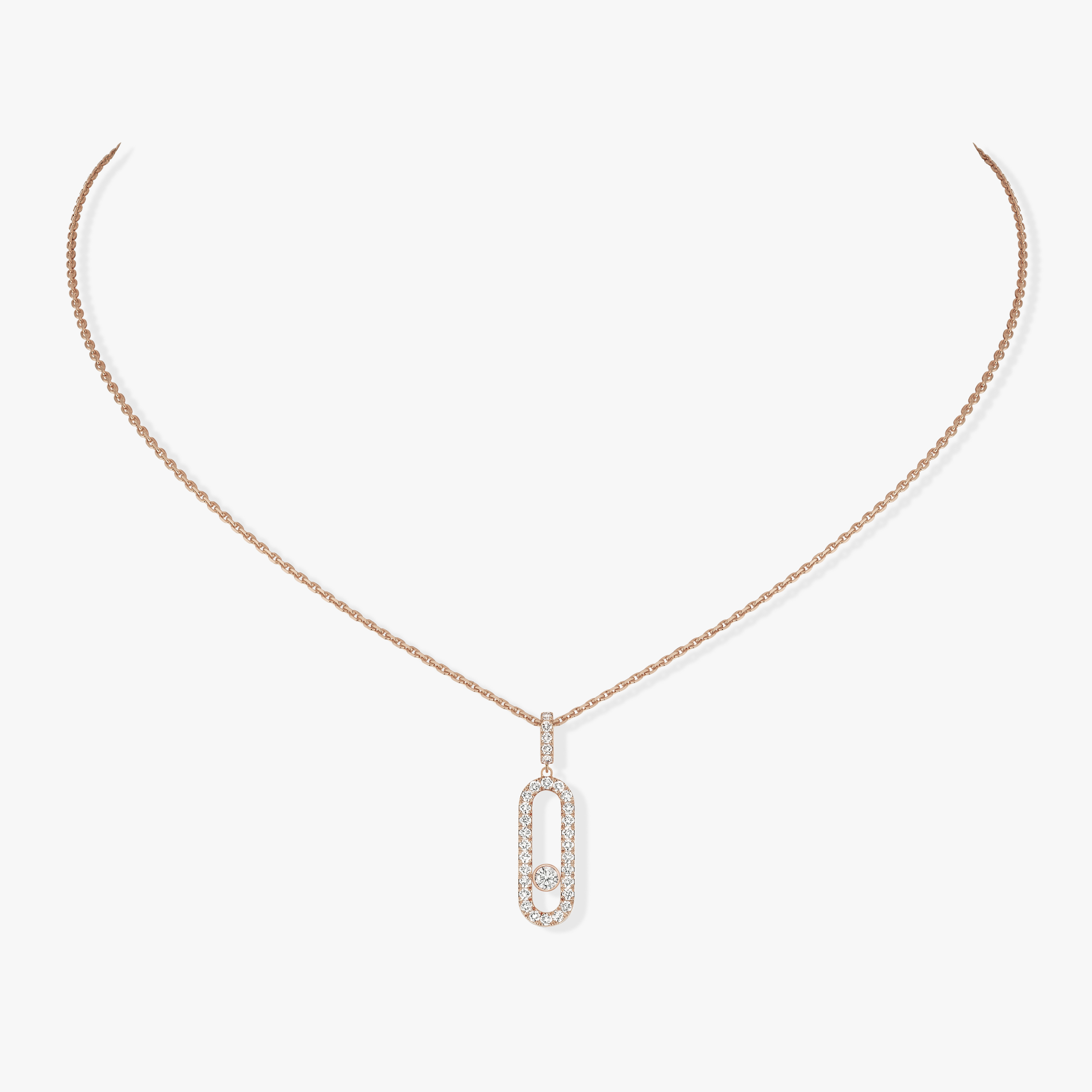 Collier Femme Or Rose Diamant Move Uno GM Pavé 12058-PG