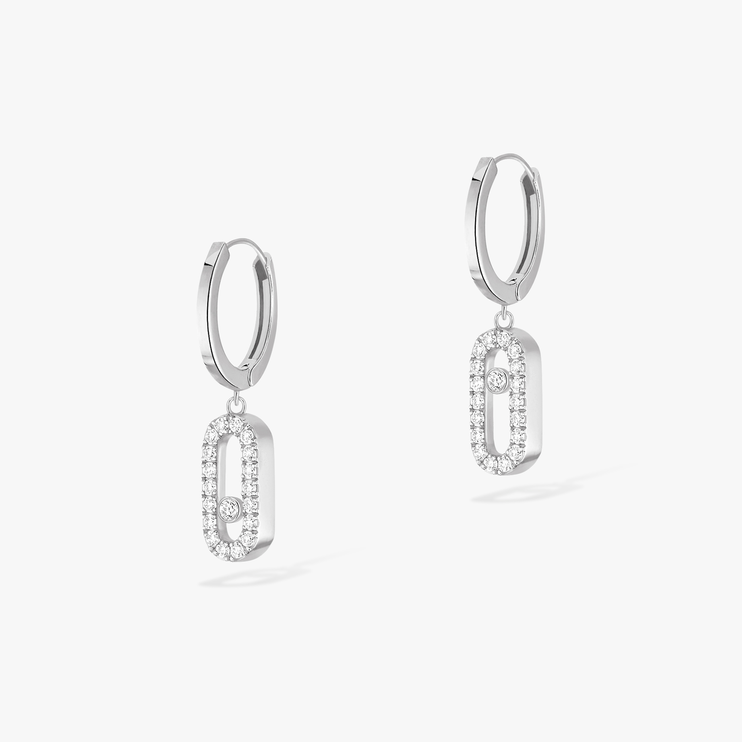 Earrings For Her White Gold Diamond Move Uno Hoop Earrings 12037-WG