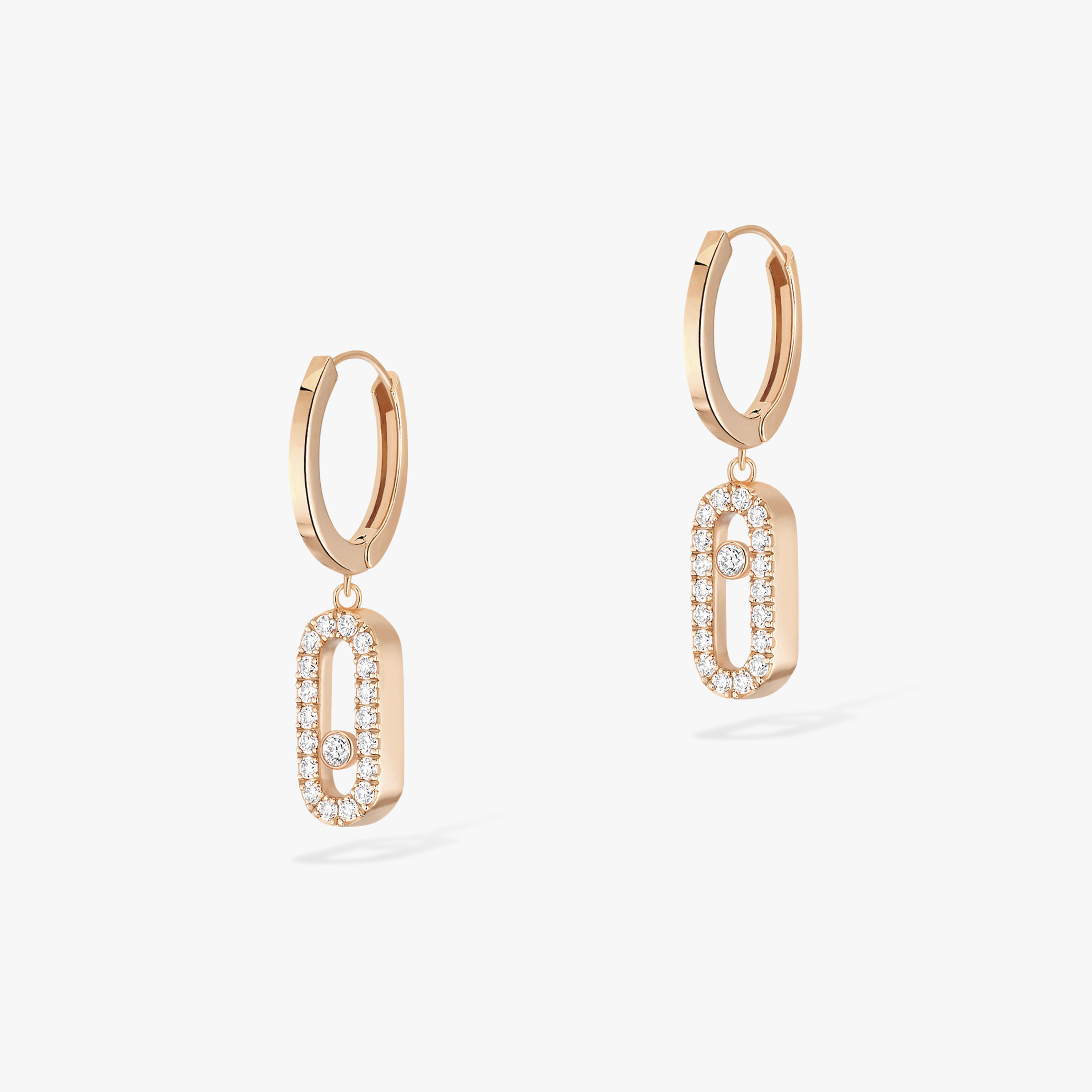 Earrings For Her Pink Gold Diamond Move Uno Hoop Earrings 12037-PG