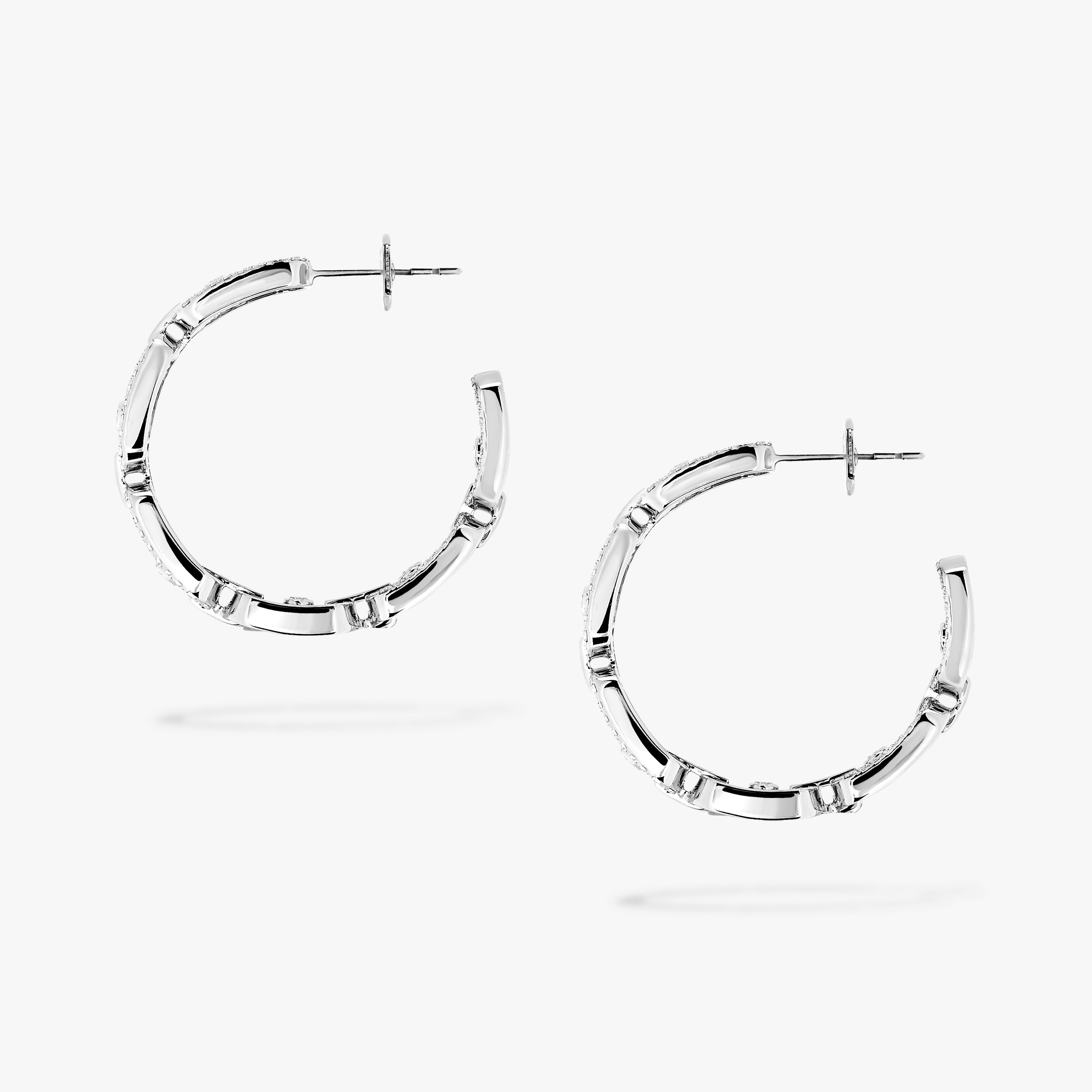 Earrings For Her White Gold Diamond Move Link SM Hoop Earrings 12716-WG