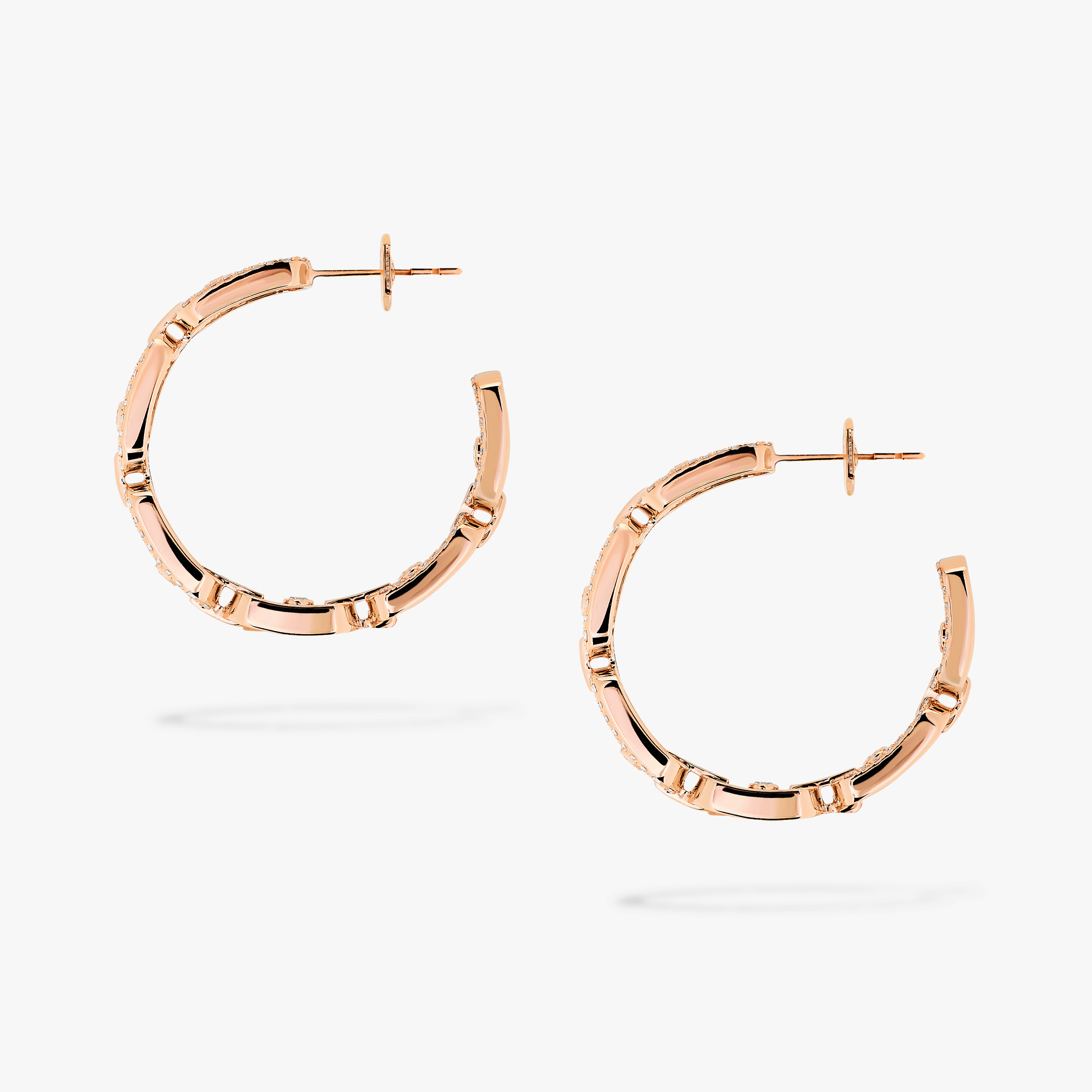 Move Link SM Hoop Earrings Pink Gold For Her Diamond Earrings 12716-PG