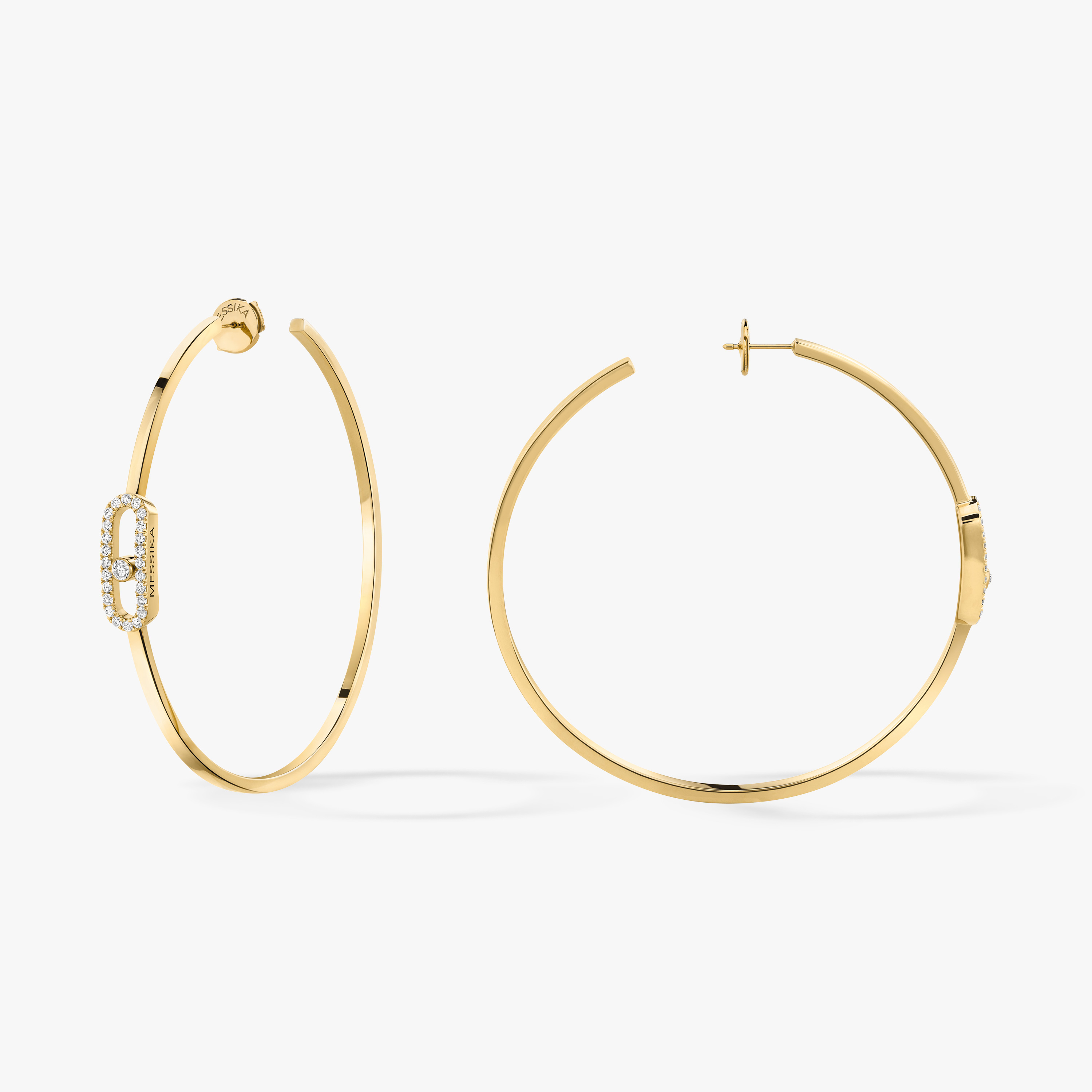 Move Uno Large Hoop Earrings Yellow Gold For Her Diamond Earrings 12468-YG