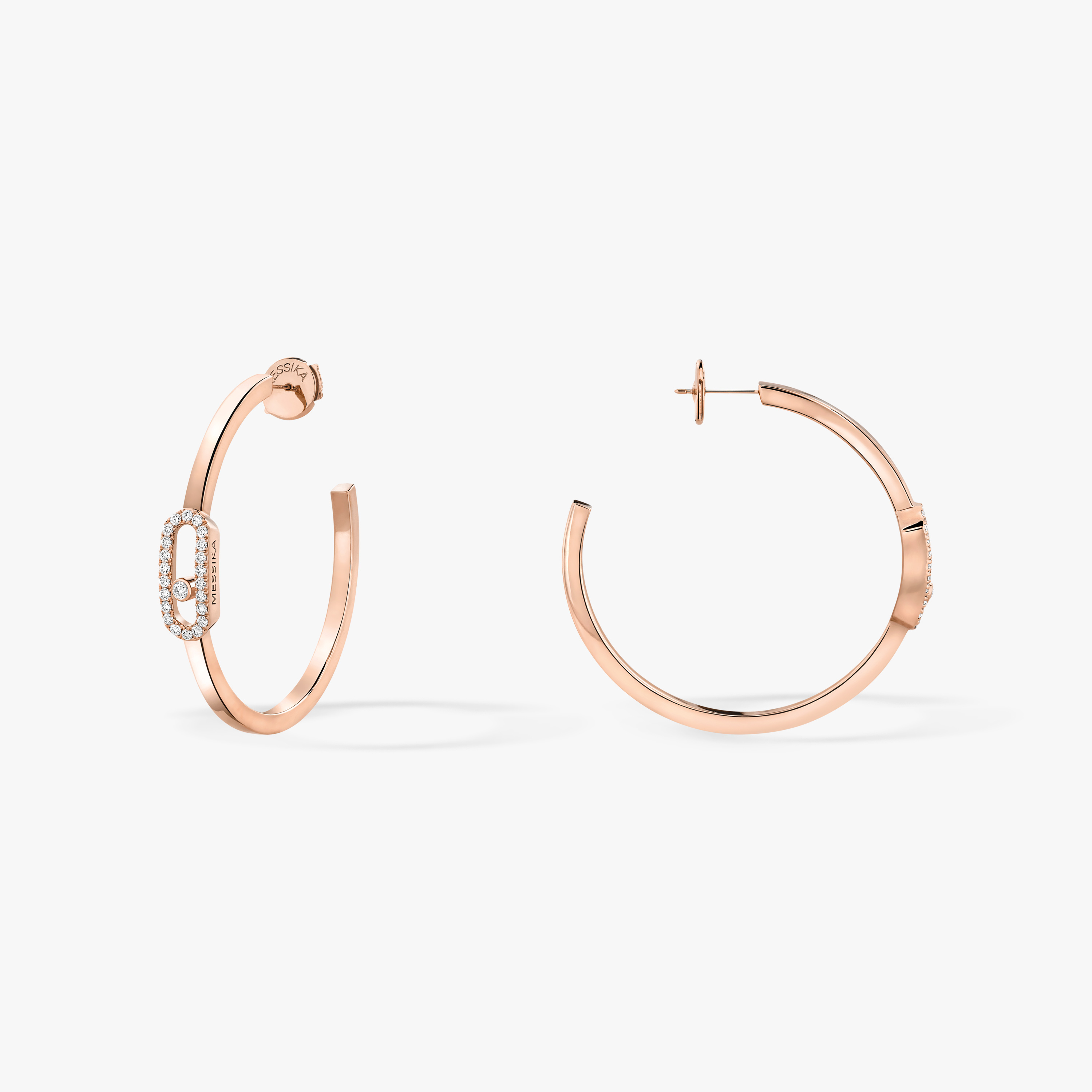 Earrings For Her Pink Gold Diamond Move Uno Small Hoop Earrings 12485-PG