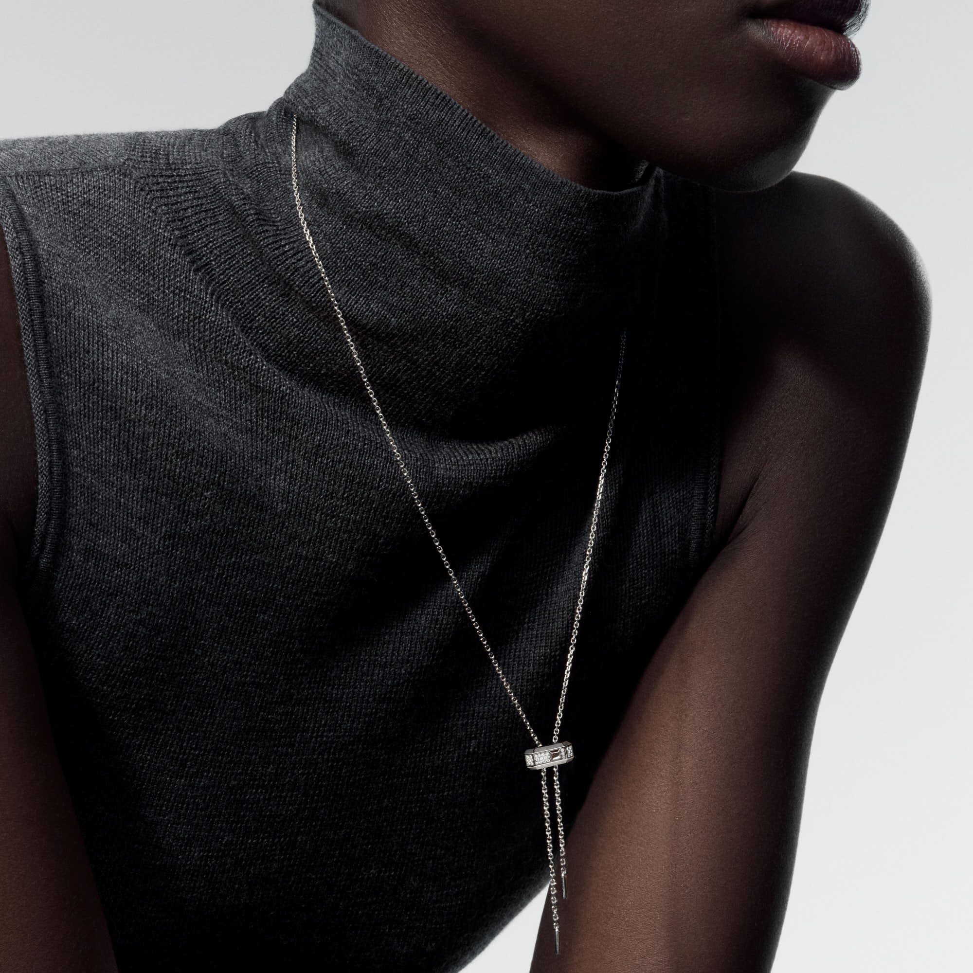 Moderniste Diamond Tie Necklace in White Gold | Messika 14363-WG