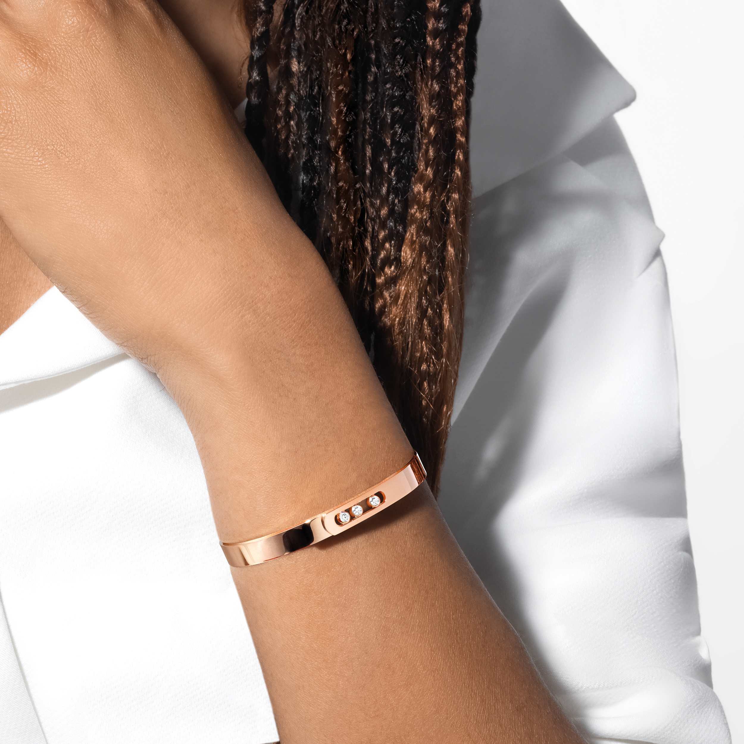 Pink Gold Diamond Bangle Bracelet Move Noa | Messika 06368-PG