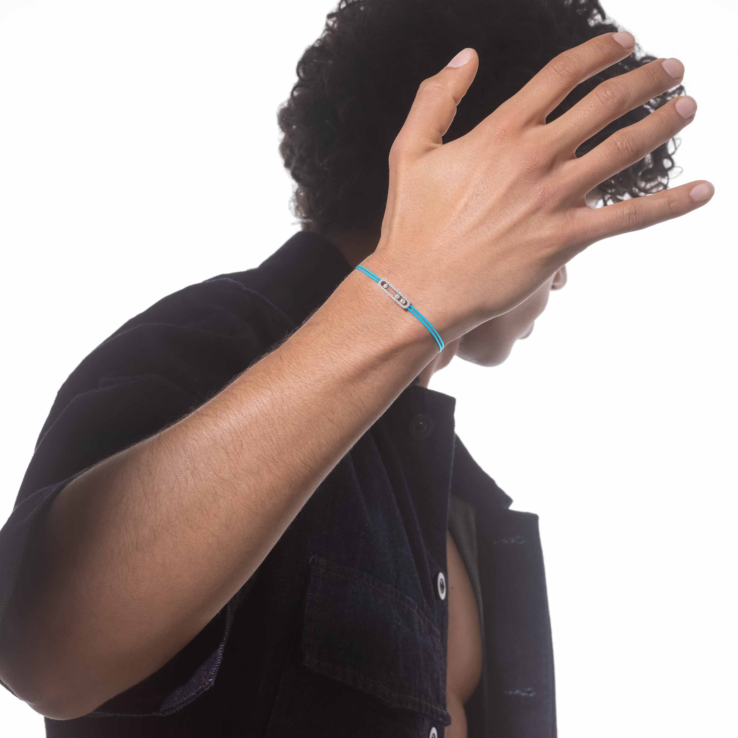 MESSIKA CARE(s) Diamond Pavé Blue Cord Bracelet in White Gold