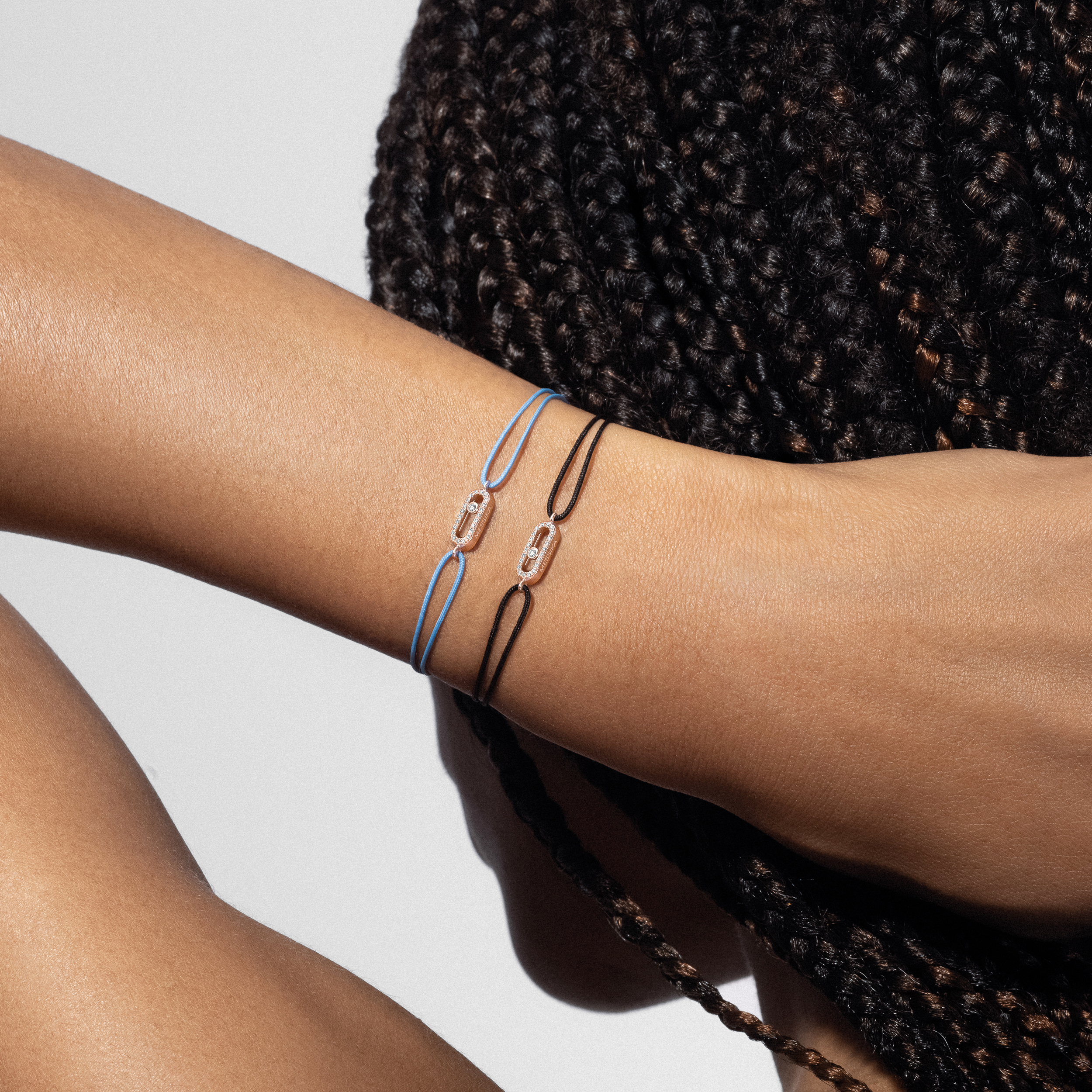 Move Uno Black Cord Diamond Bracelet in White Gold | Messika 13209-WG