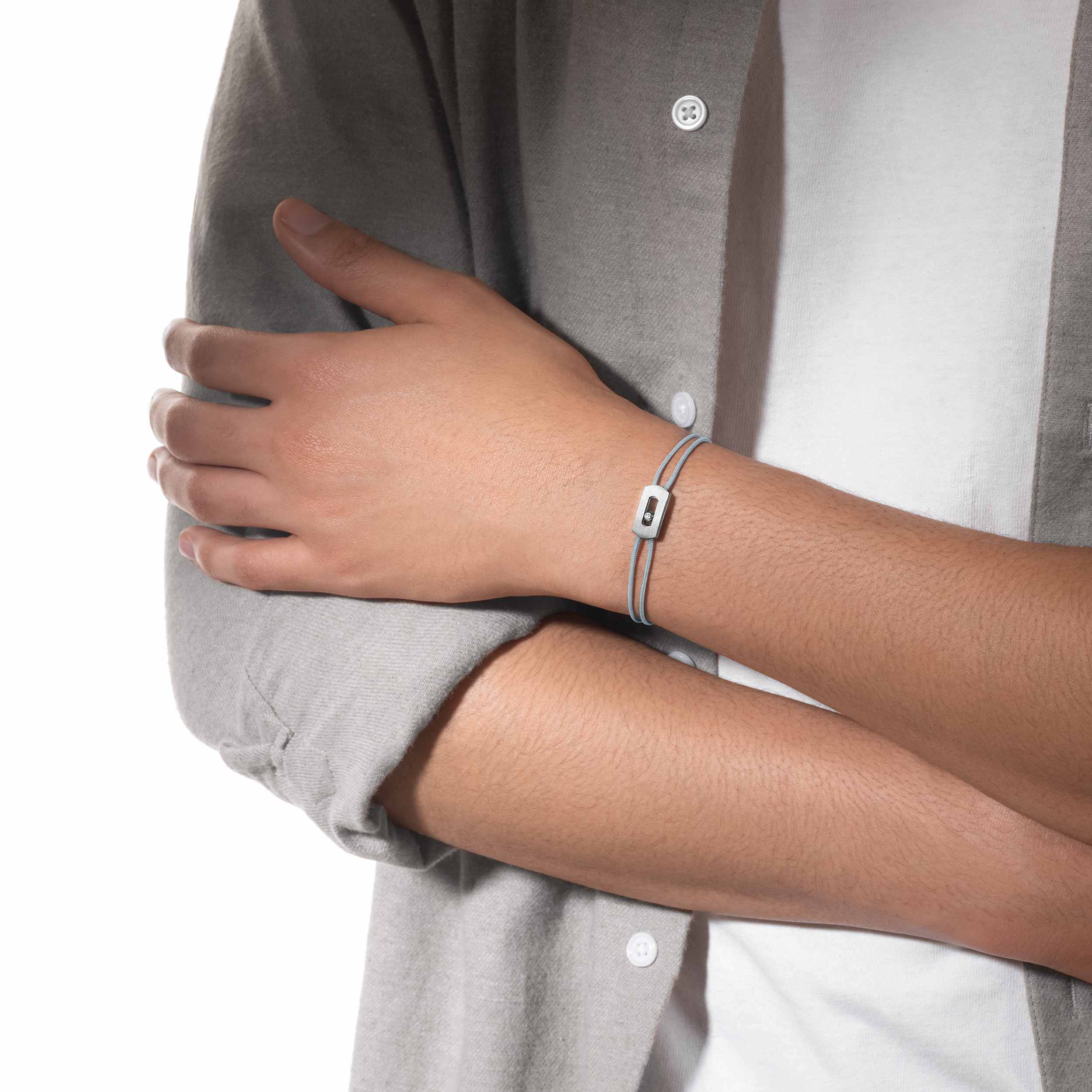 Move Titanium Diamond Gray Cord Bracelet in Natural Titanium