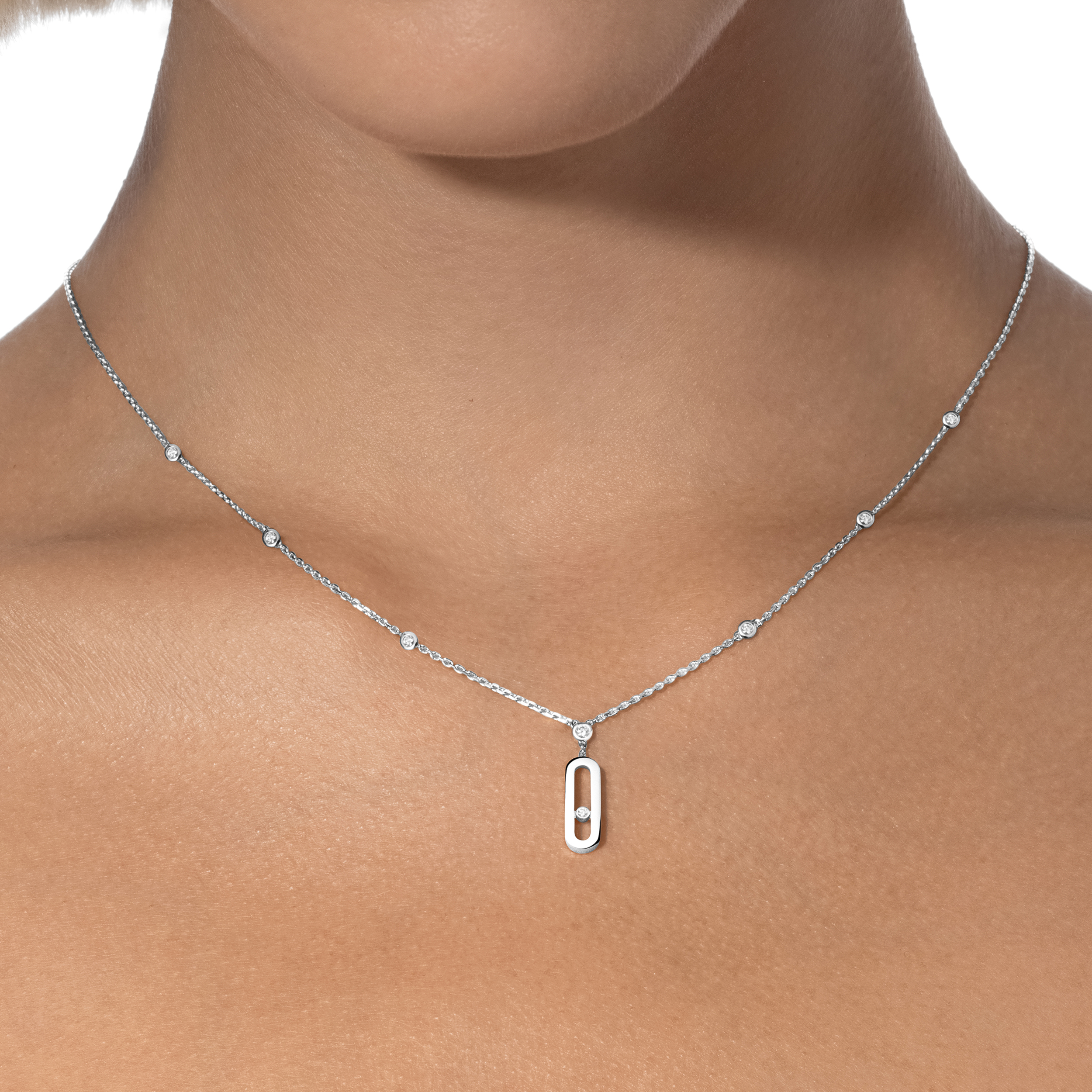 White Gold Diamond Long Necklace Move Classique | Messika 10111-WG