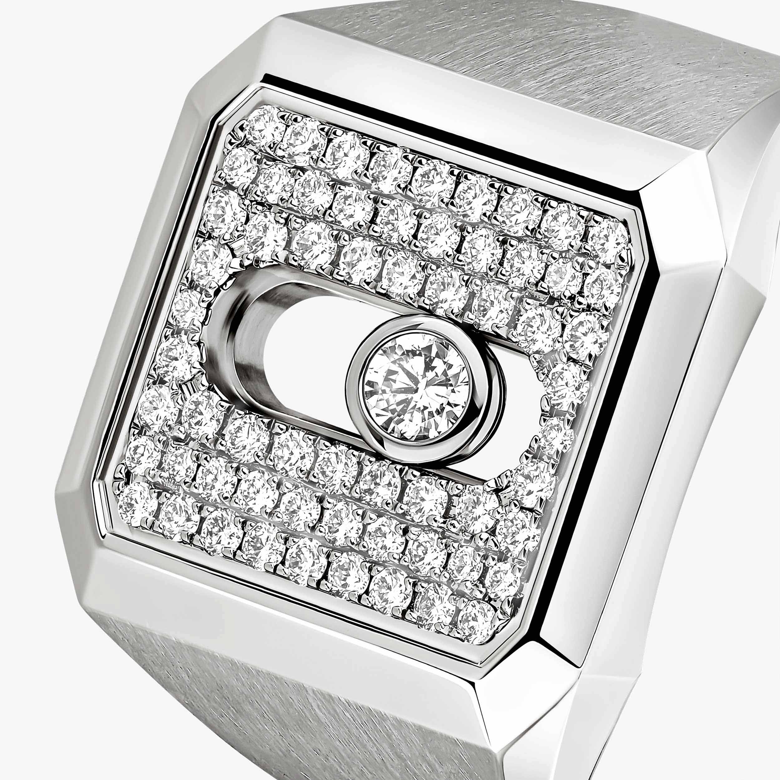 Move Titanium Diamond Signet Ring in Natural Titanium | Messika