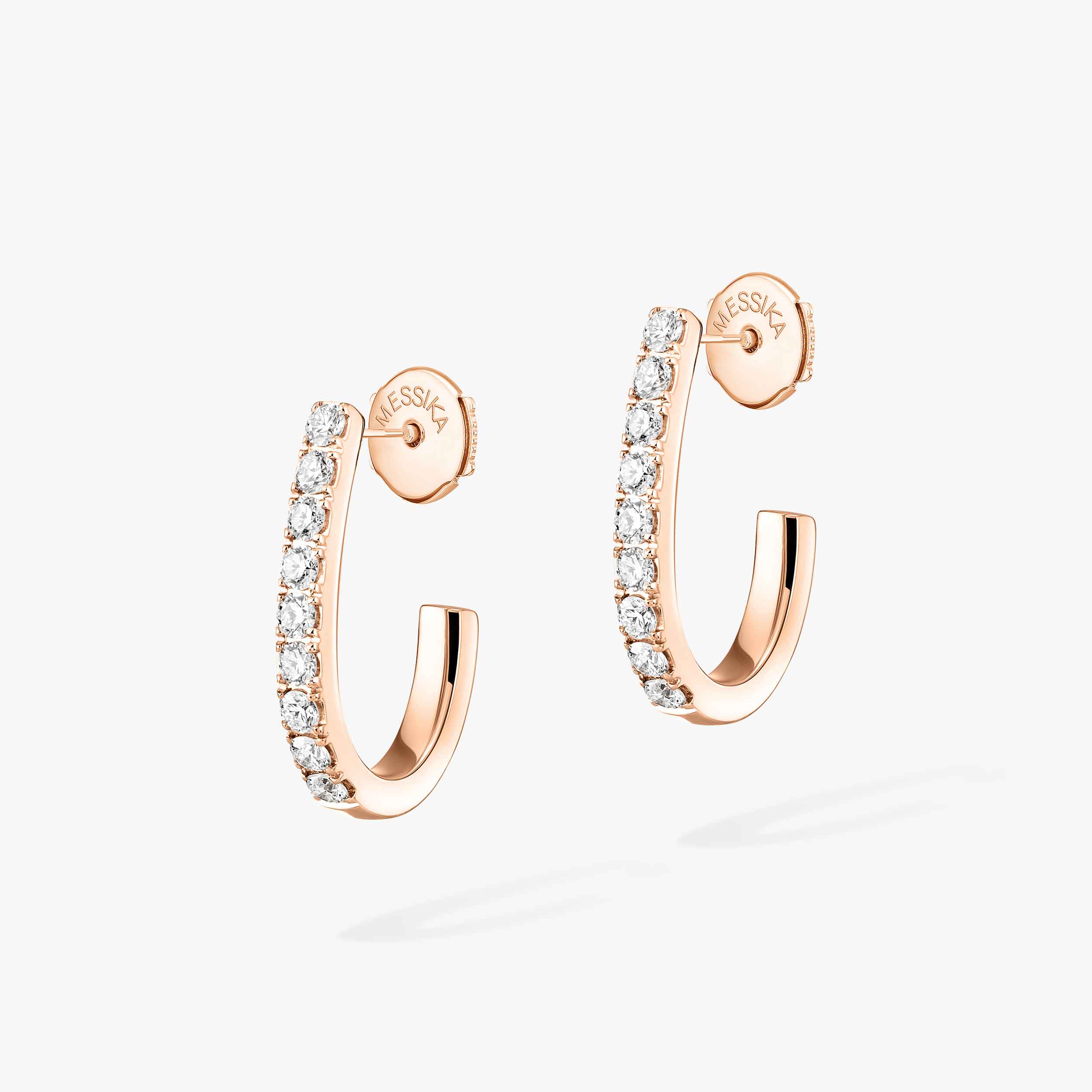 Pink Gold Diamond Hoop Earrings Gatsby XS | Messika 05741-PG