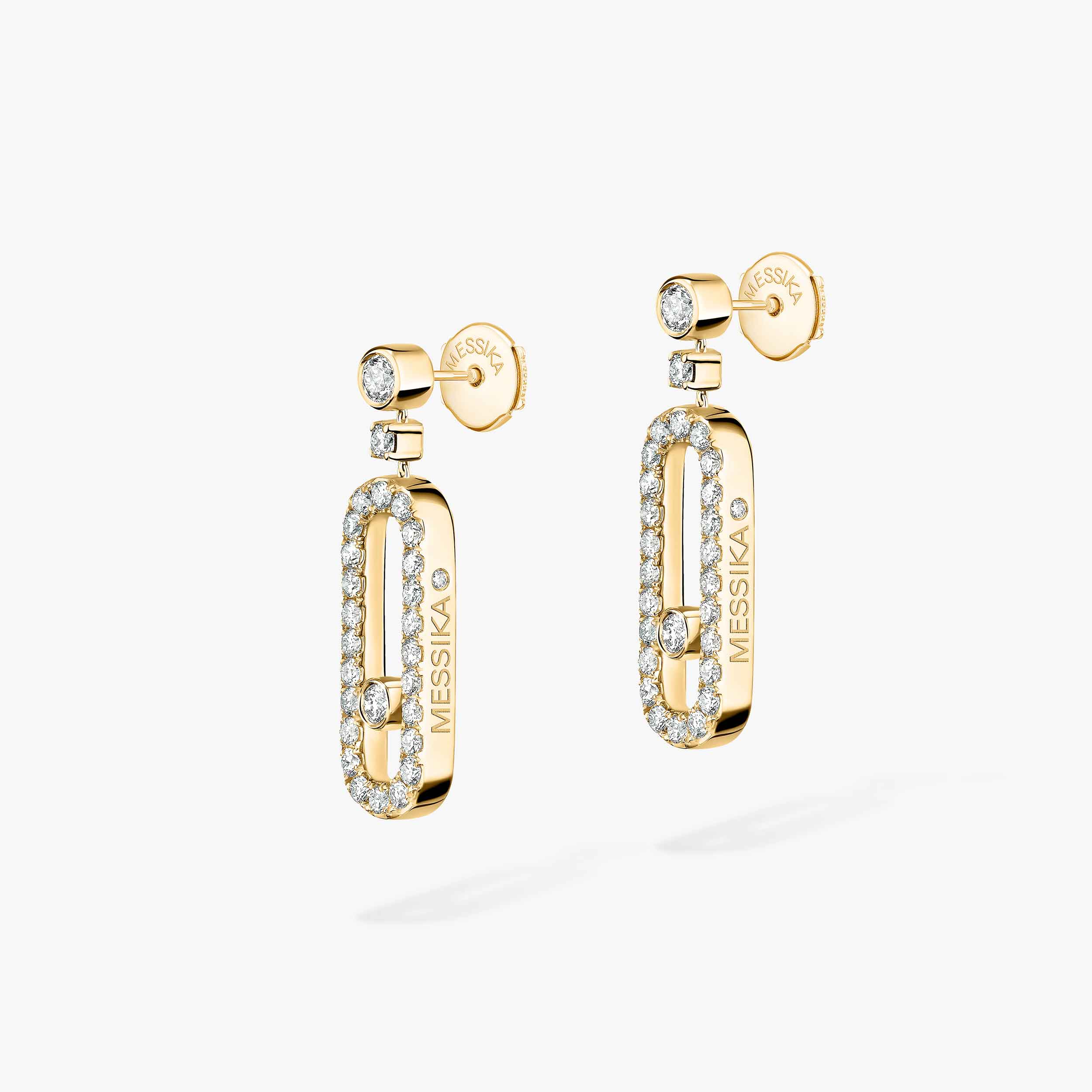 Yellow Gold Diamond Stud Earrings Move Uno | Messika 05631-YG