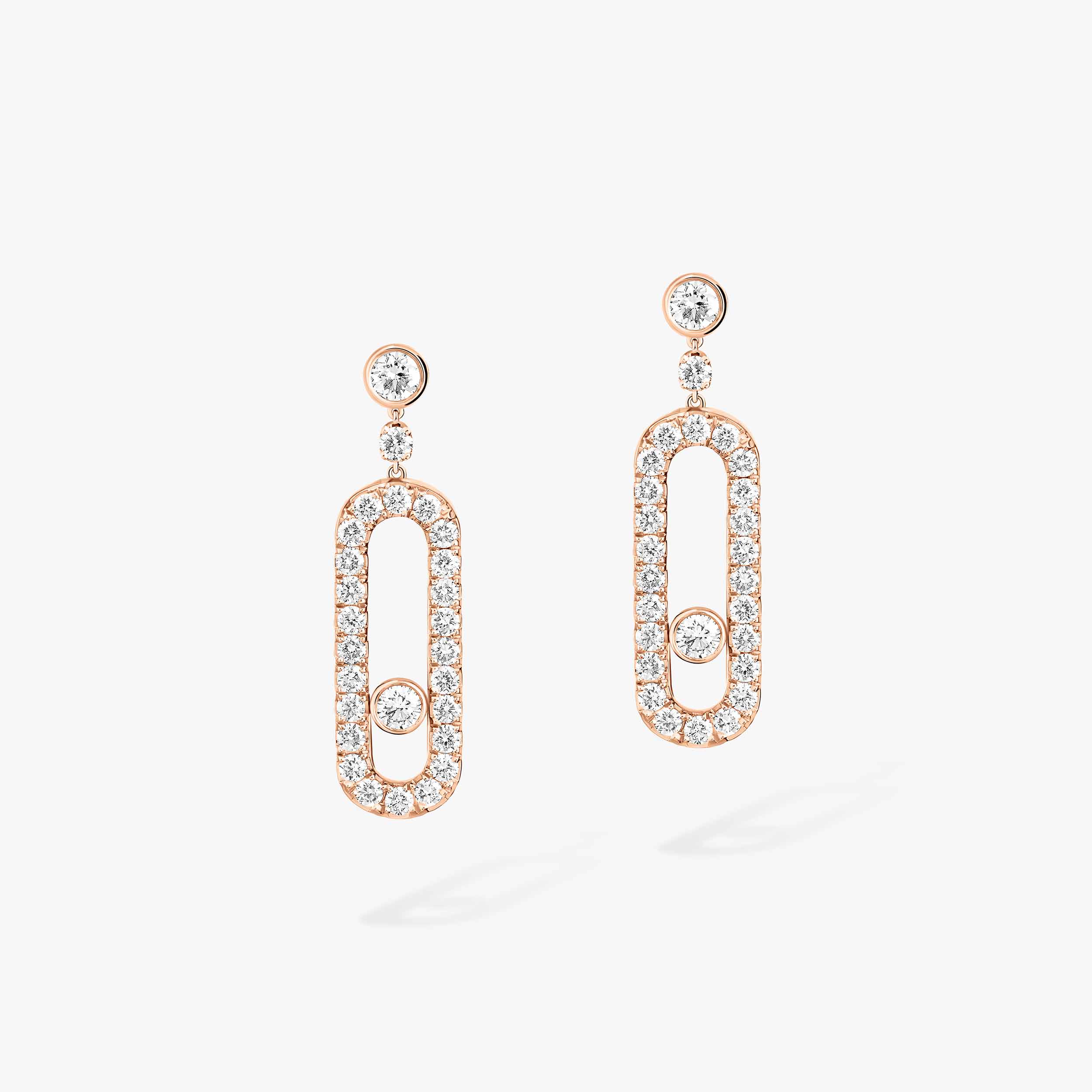 Boucles d'oreilles saphirs roses diamants dormeuses