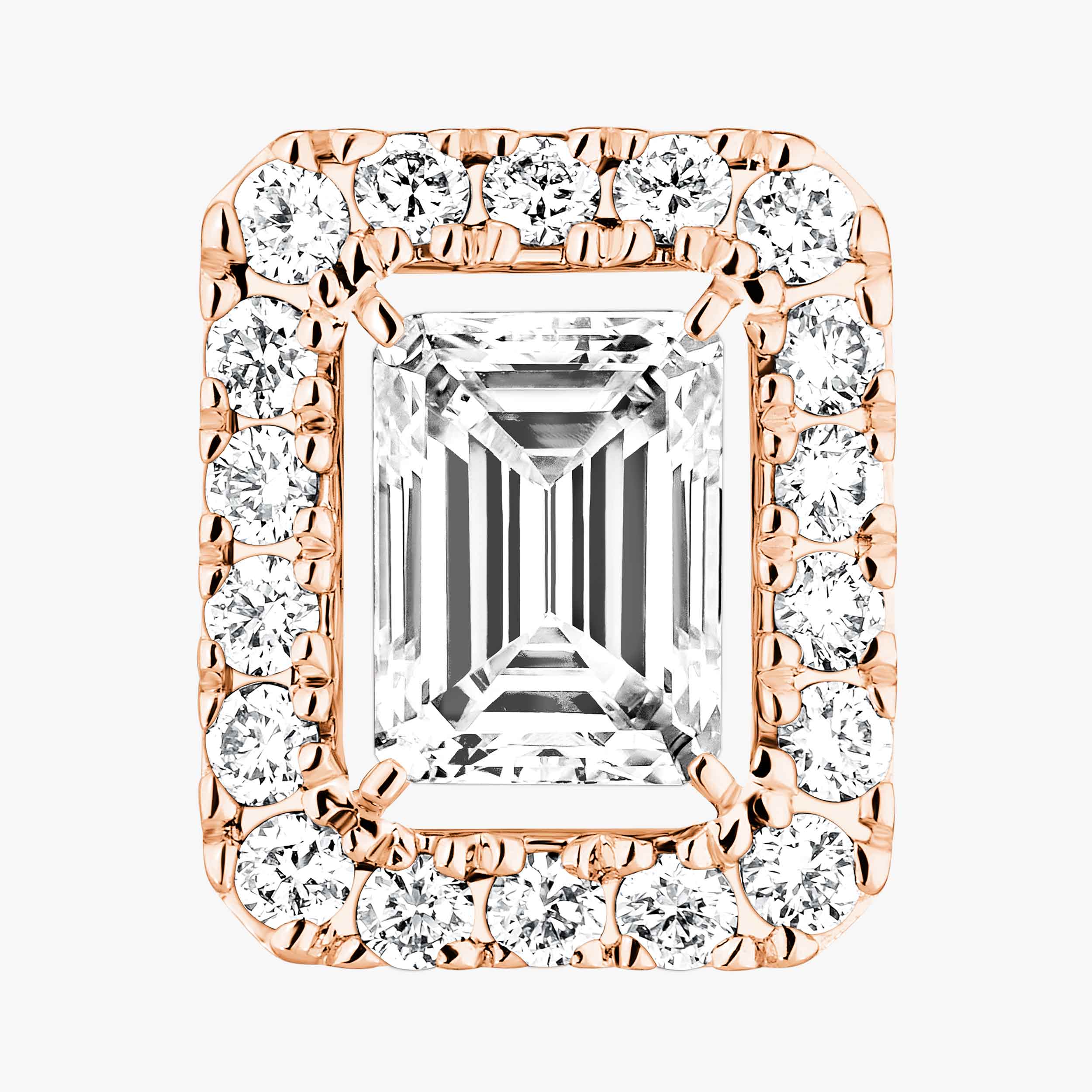 Joy Emerald-cut Diamond Earrings in Rose Gold | Messika 15084-PG