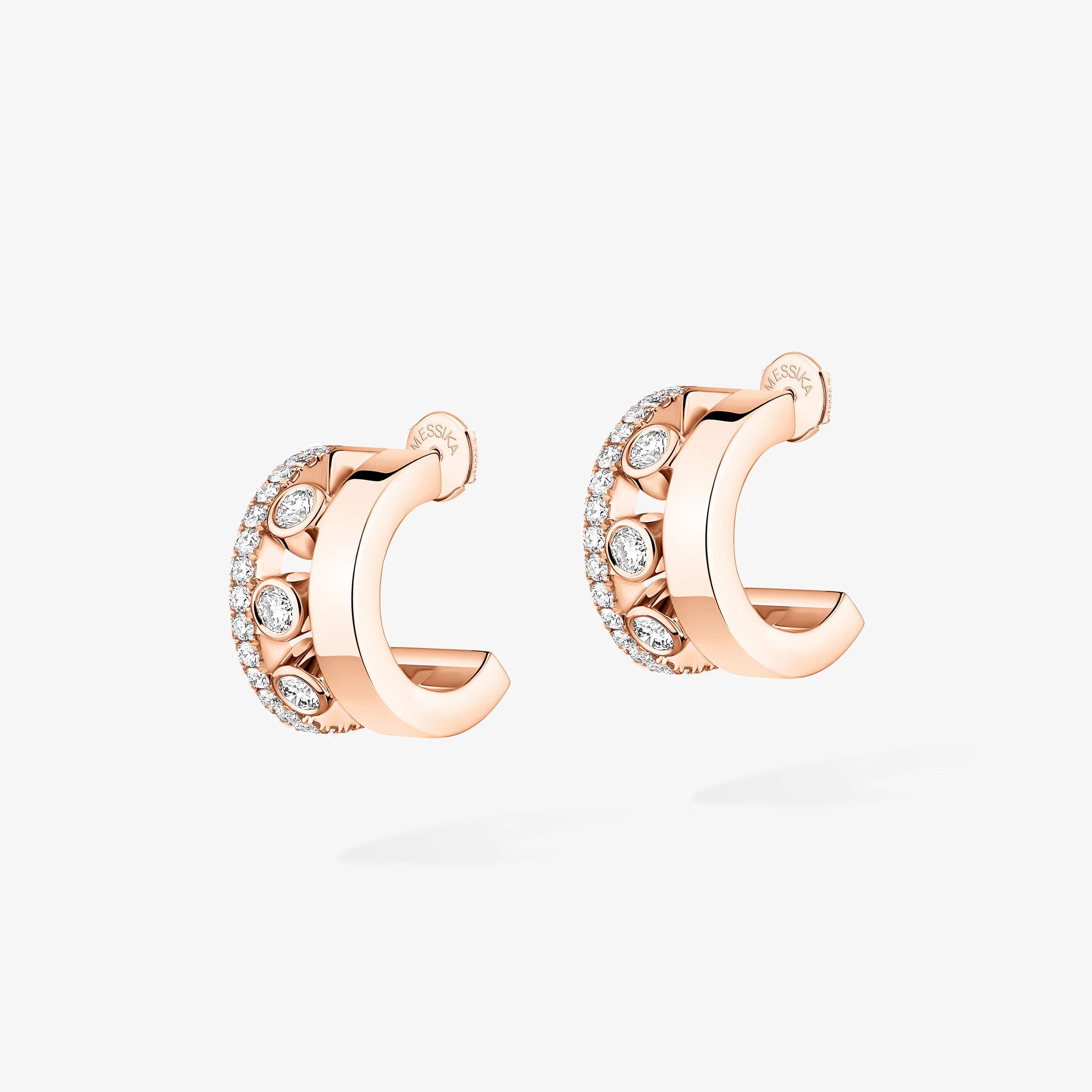 Pink Gold Diamond Mini Hoop Earrings Move Romane | Messika 07178-PG