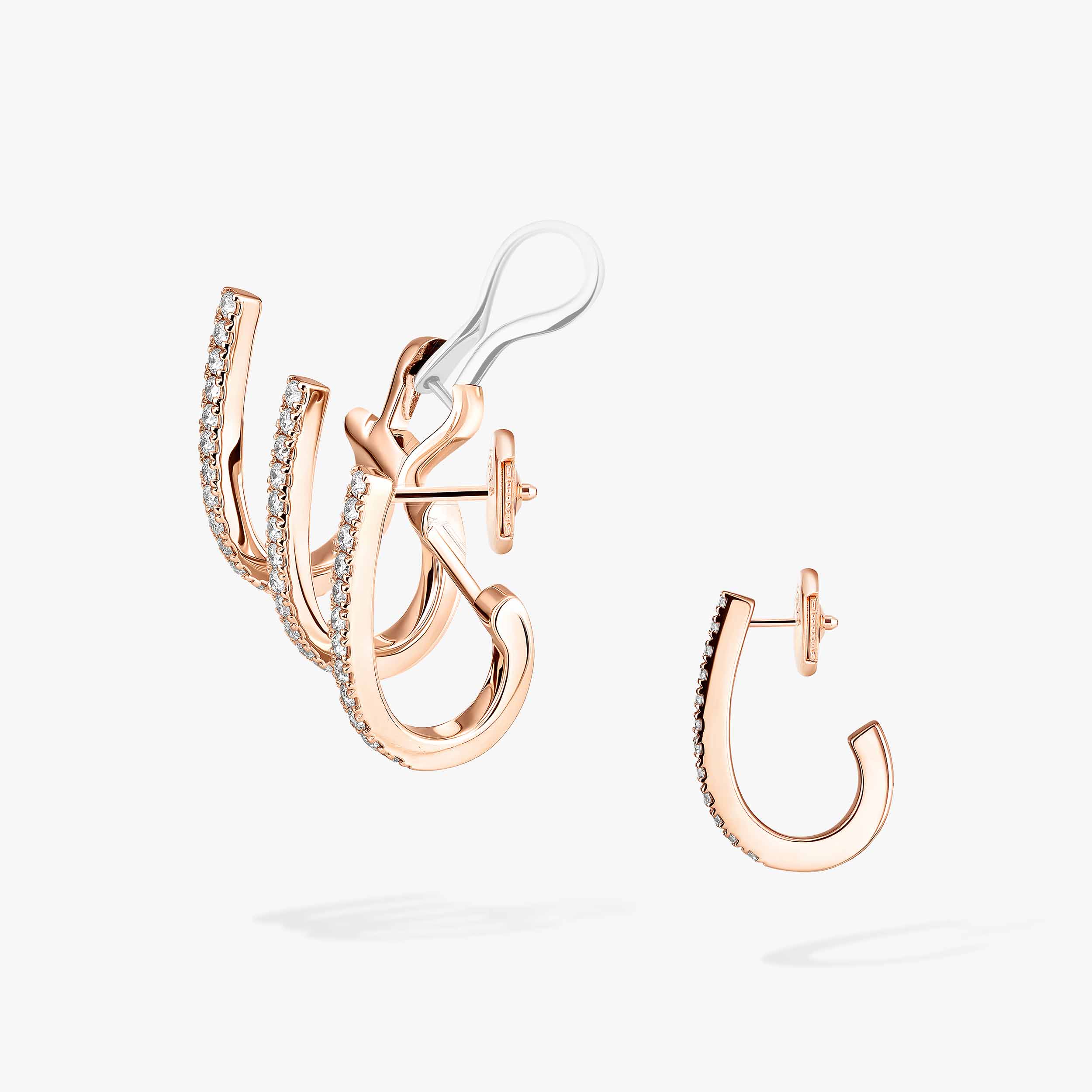 Pink Gold Diamond Multi Hoop Earrings Gatsby | Messika 06503-PG