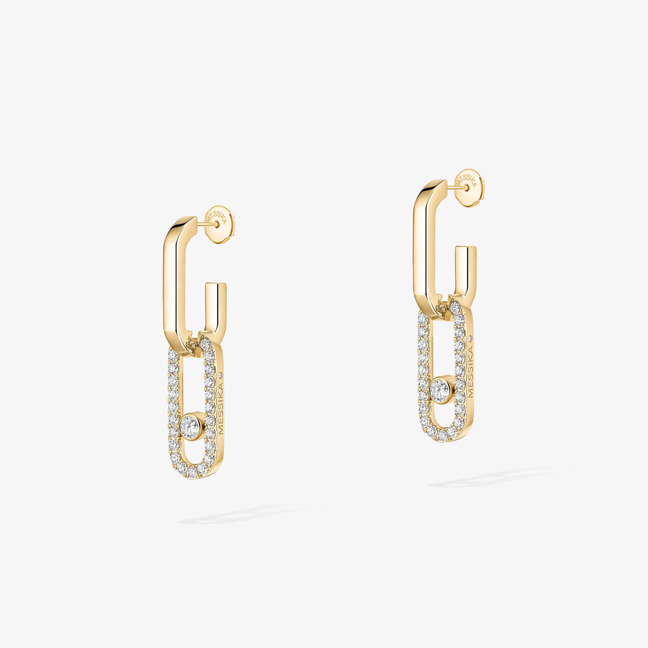 Move Link Diamond Earrings in Yellow Gold | Messika 12469-YG