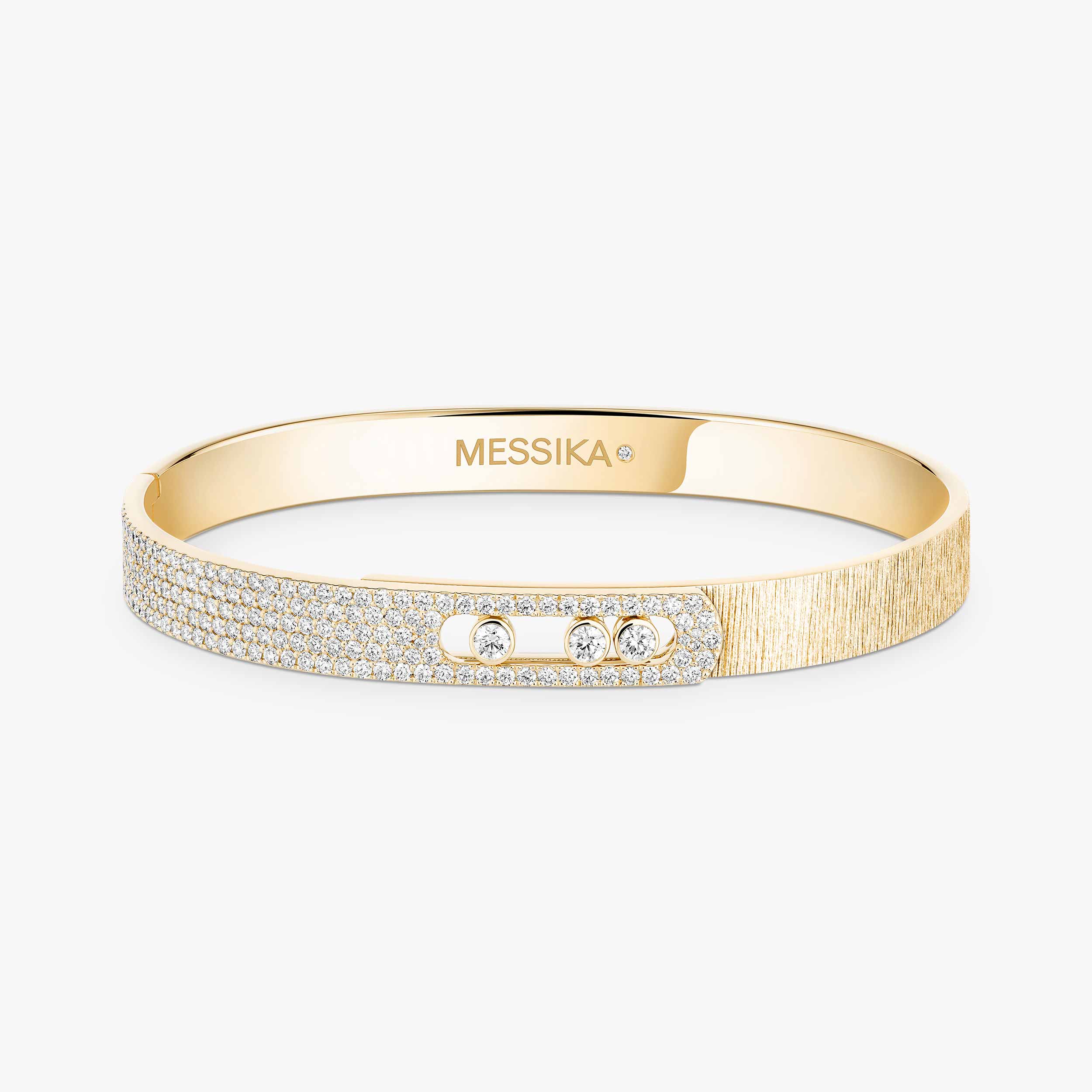 Move Noa Ciselé Semi-Pavé Diamond Bangle in Yellow Gold | Messika