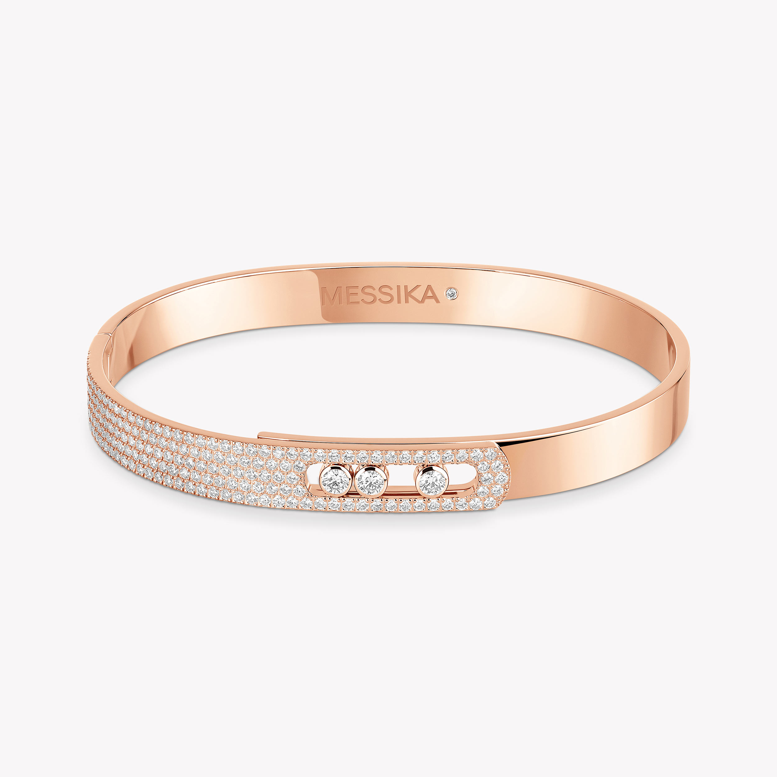 Pink Gold Pavé Diamond Bangle Bracelet Move Noa | Messika 06371-PG