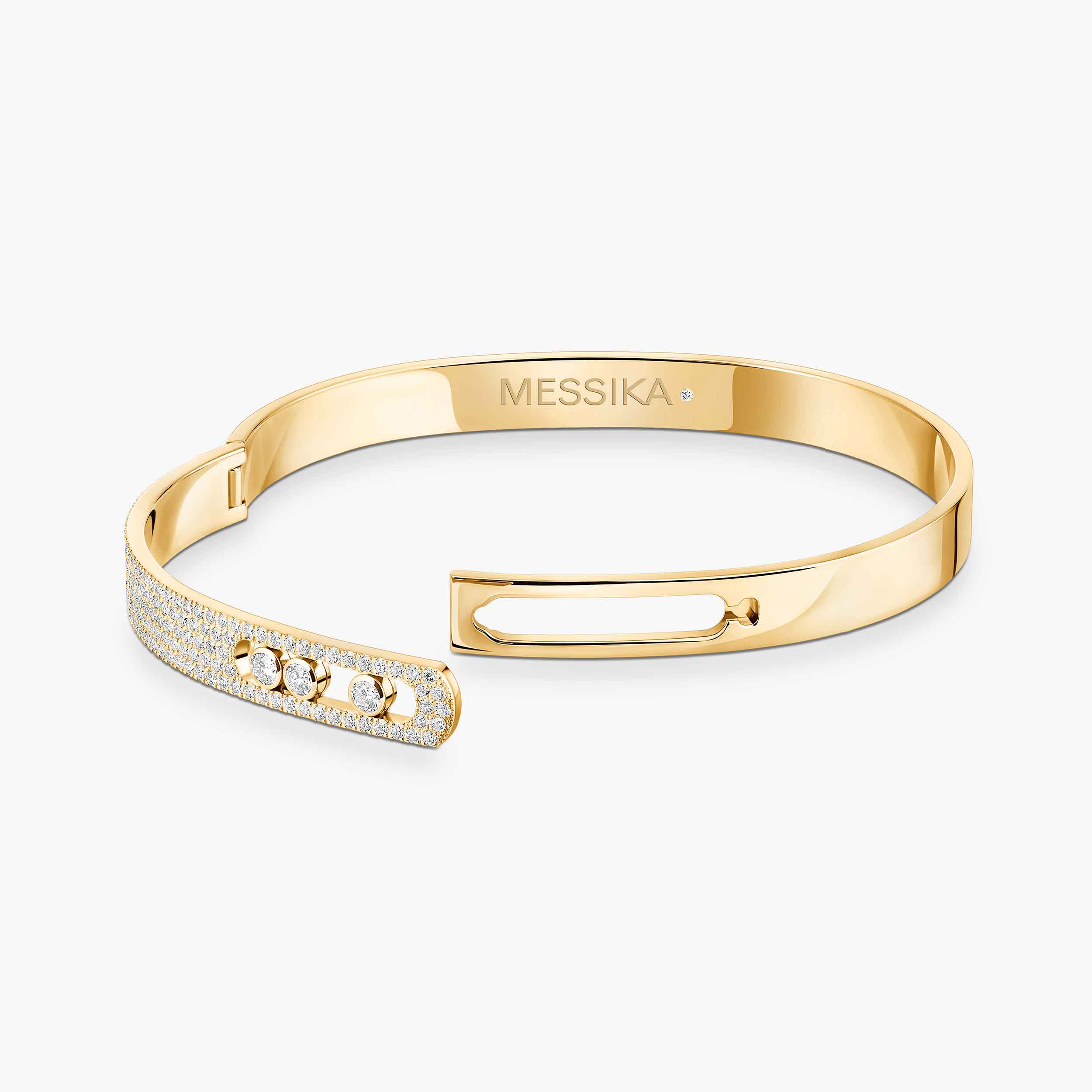 Yellow Gold Diamond Pavé Bangle Bracelet Move Noa | Messika 06371-YG
