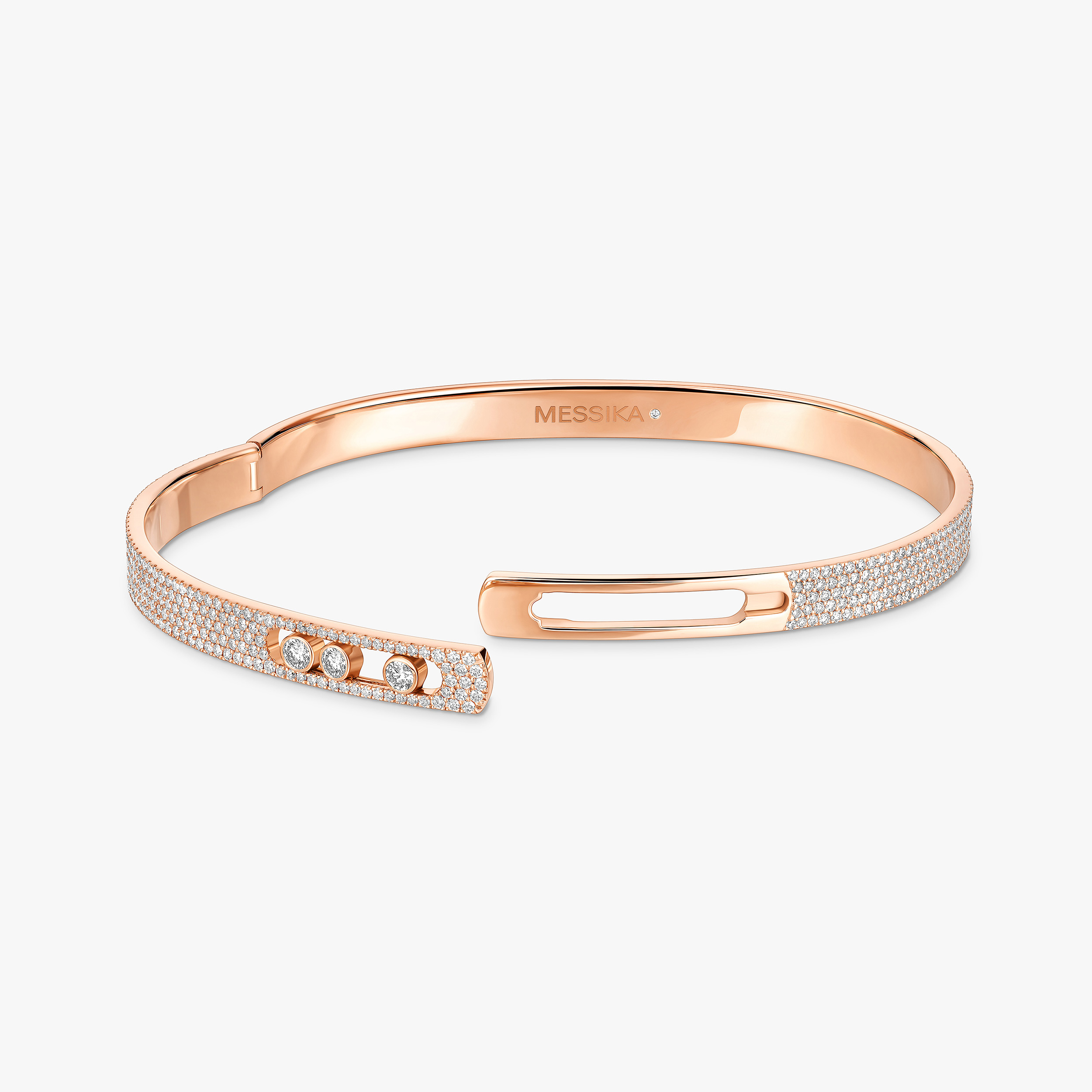 Move Noa Full Pavé Diamond Bangle Bracelet in Pink Gold | Messika