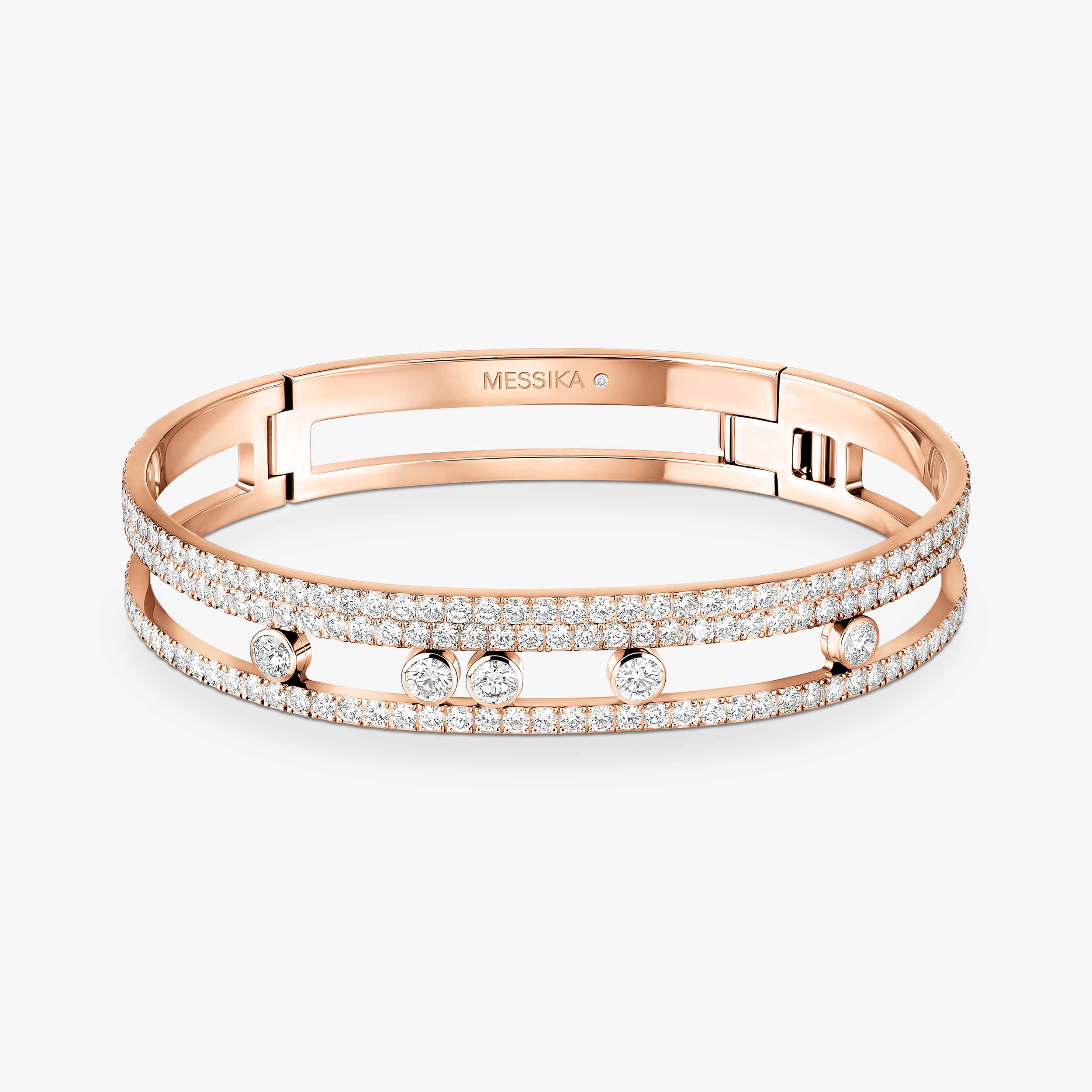 Large Pink Gold Diamond Bangle Bracelet Move Romane | Messika 06733-PG