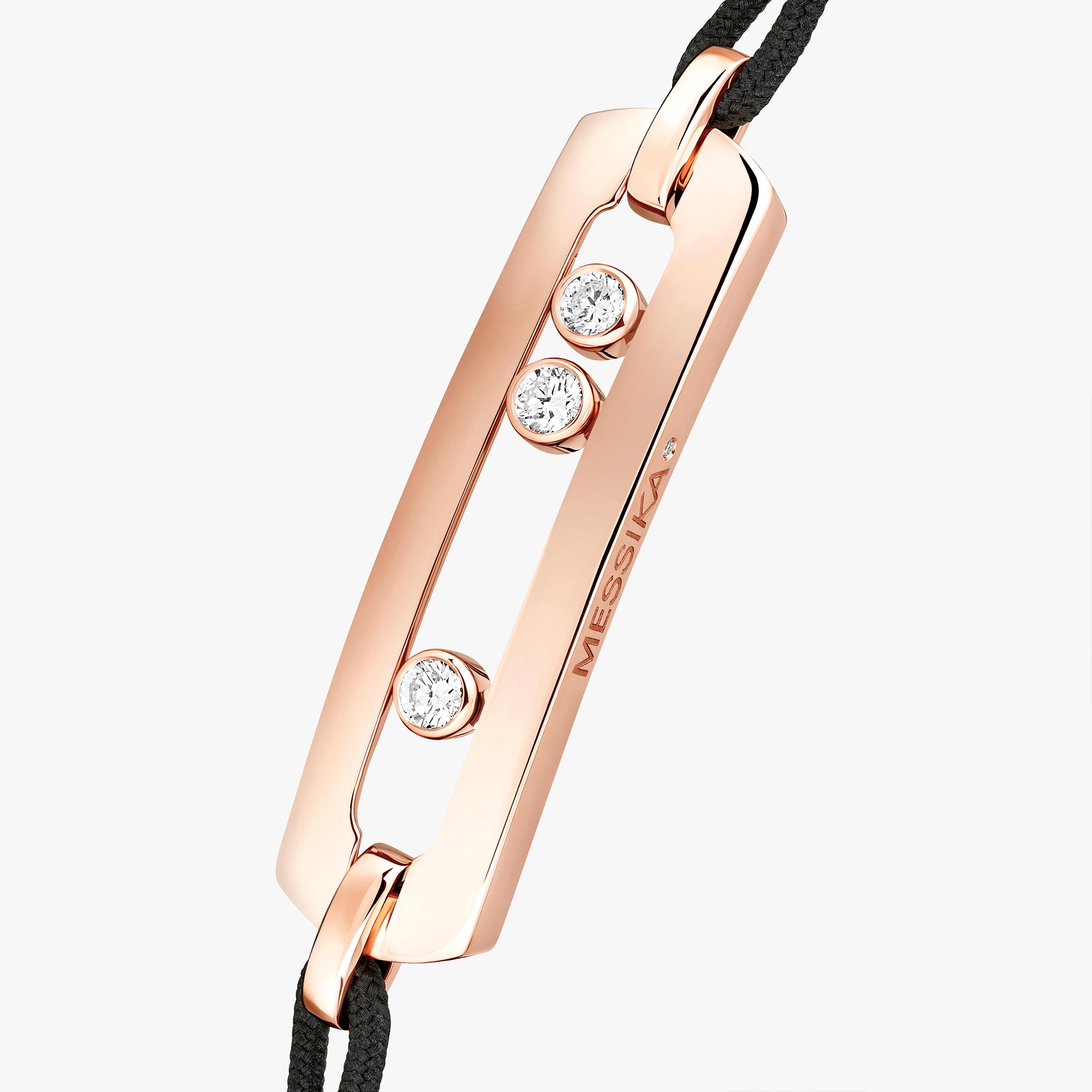 Large Pink Gold Diamond Bracelet Move Cord | Messika 05311-PG